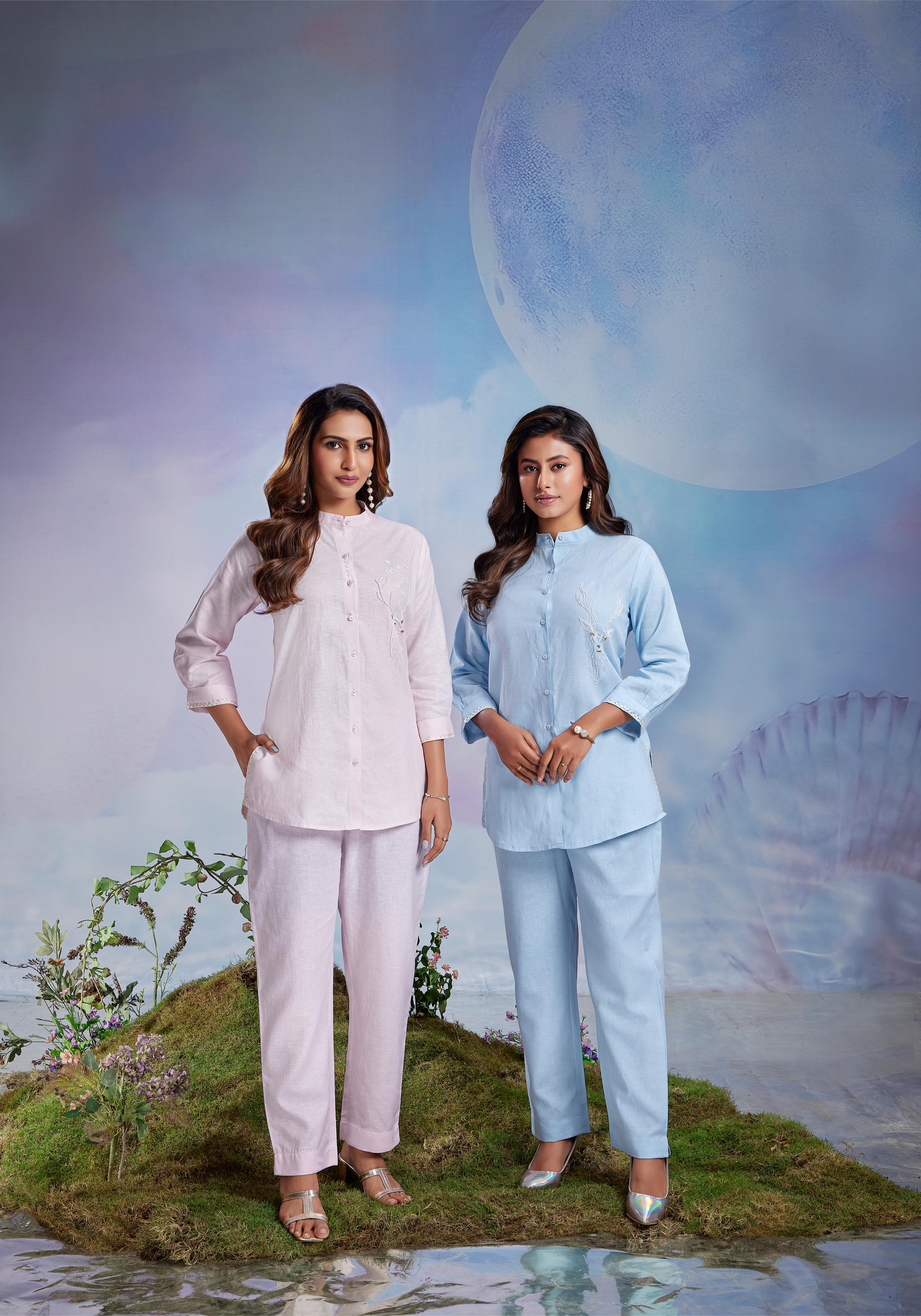 Powder Blue Embroidered Co-ord Set