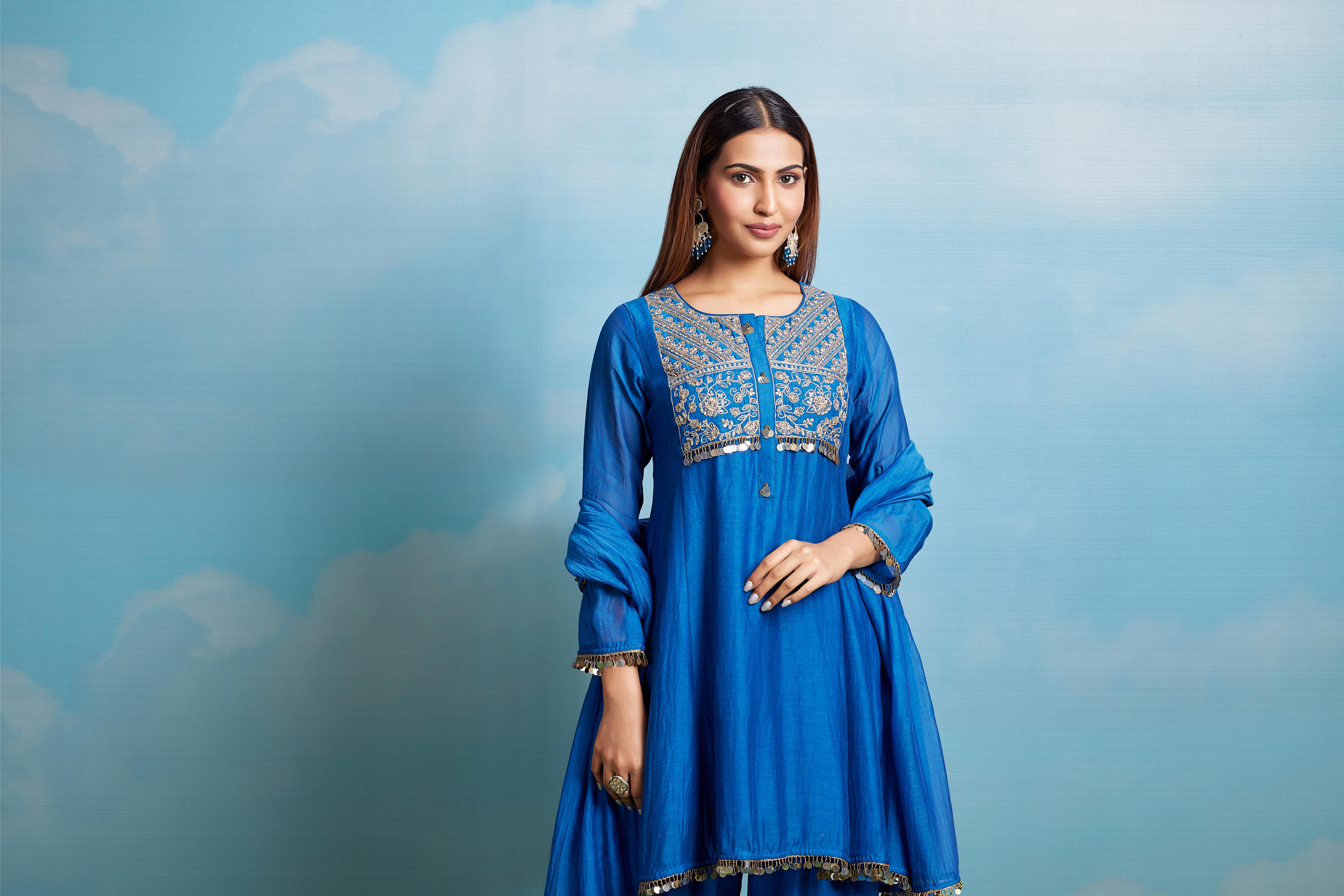 Royal Blue Mul Salwar Set
