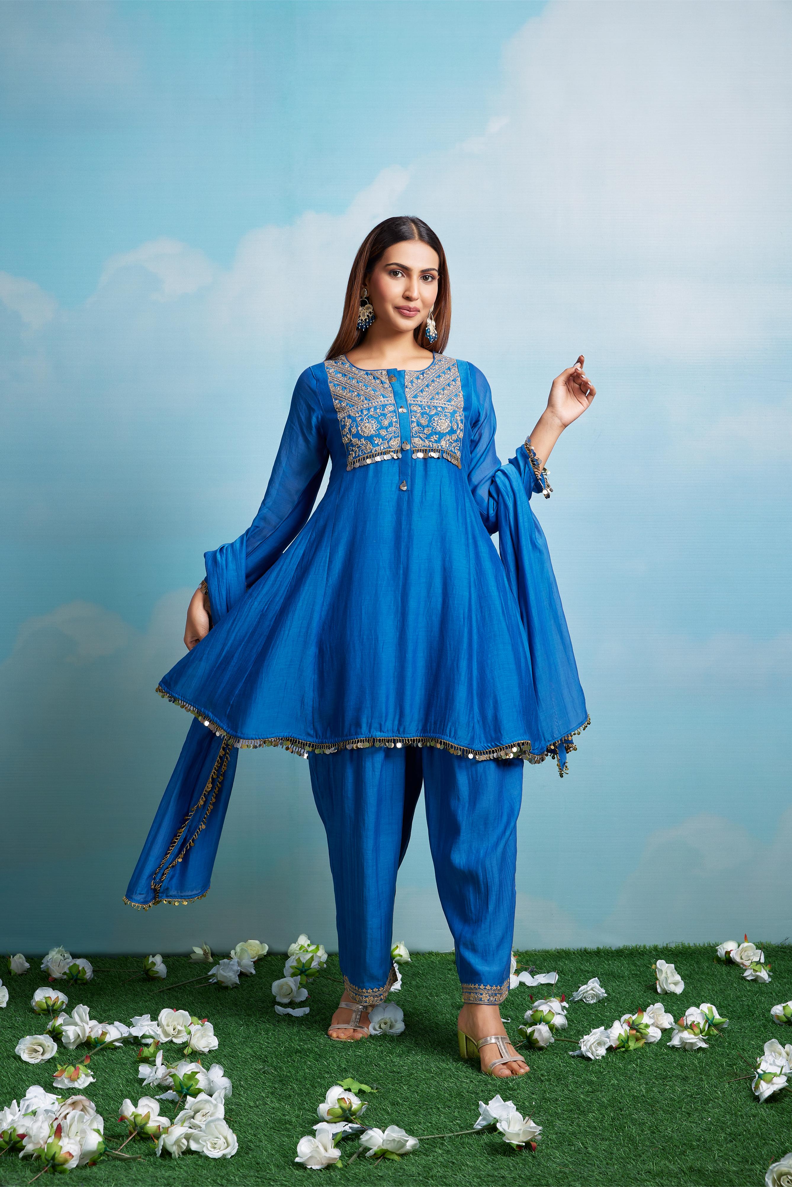 Royal Blue Mul Salwar Set