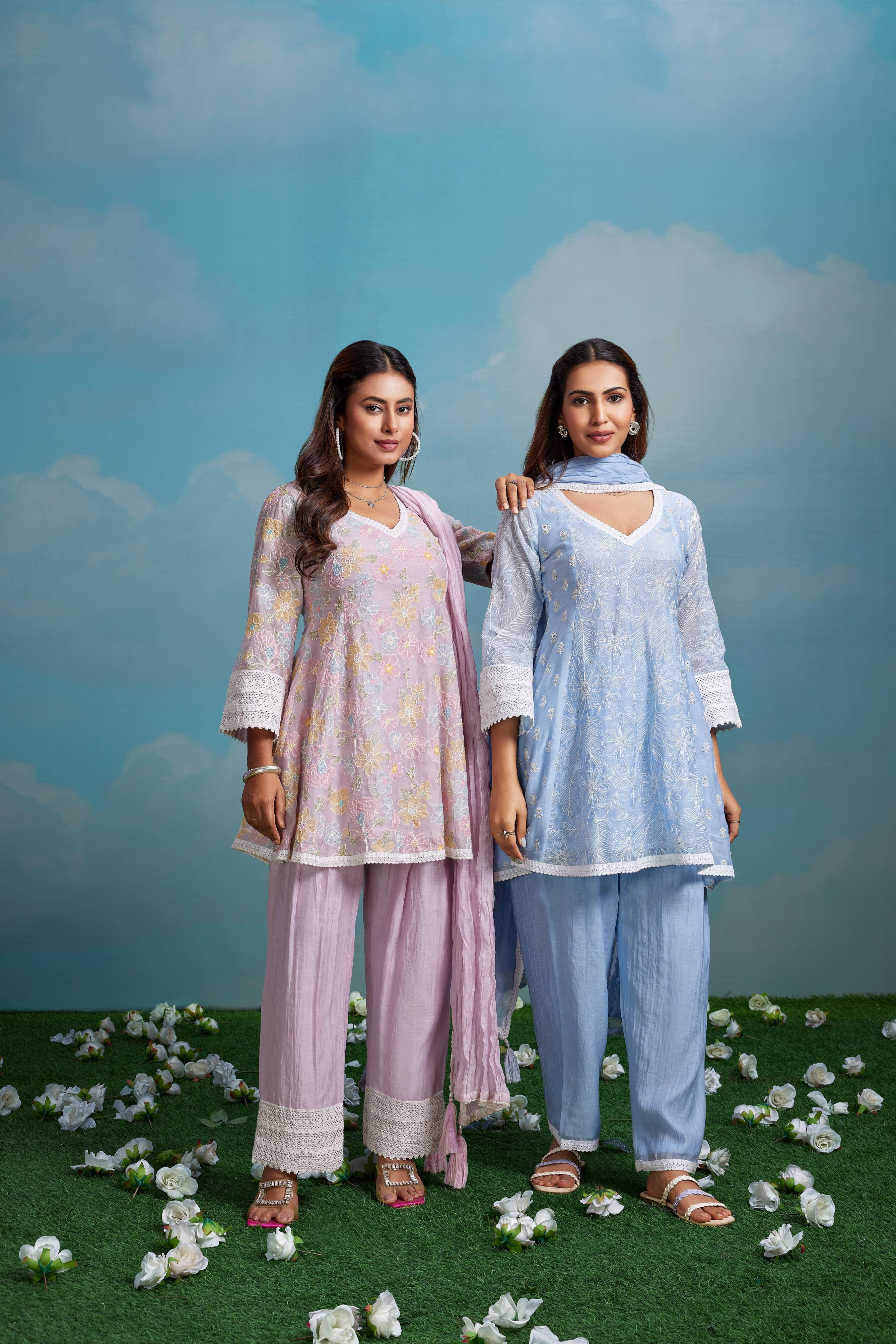 Pastel Lilac Floral Printed Salwar Set
