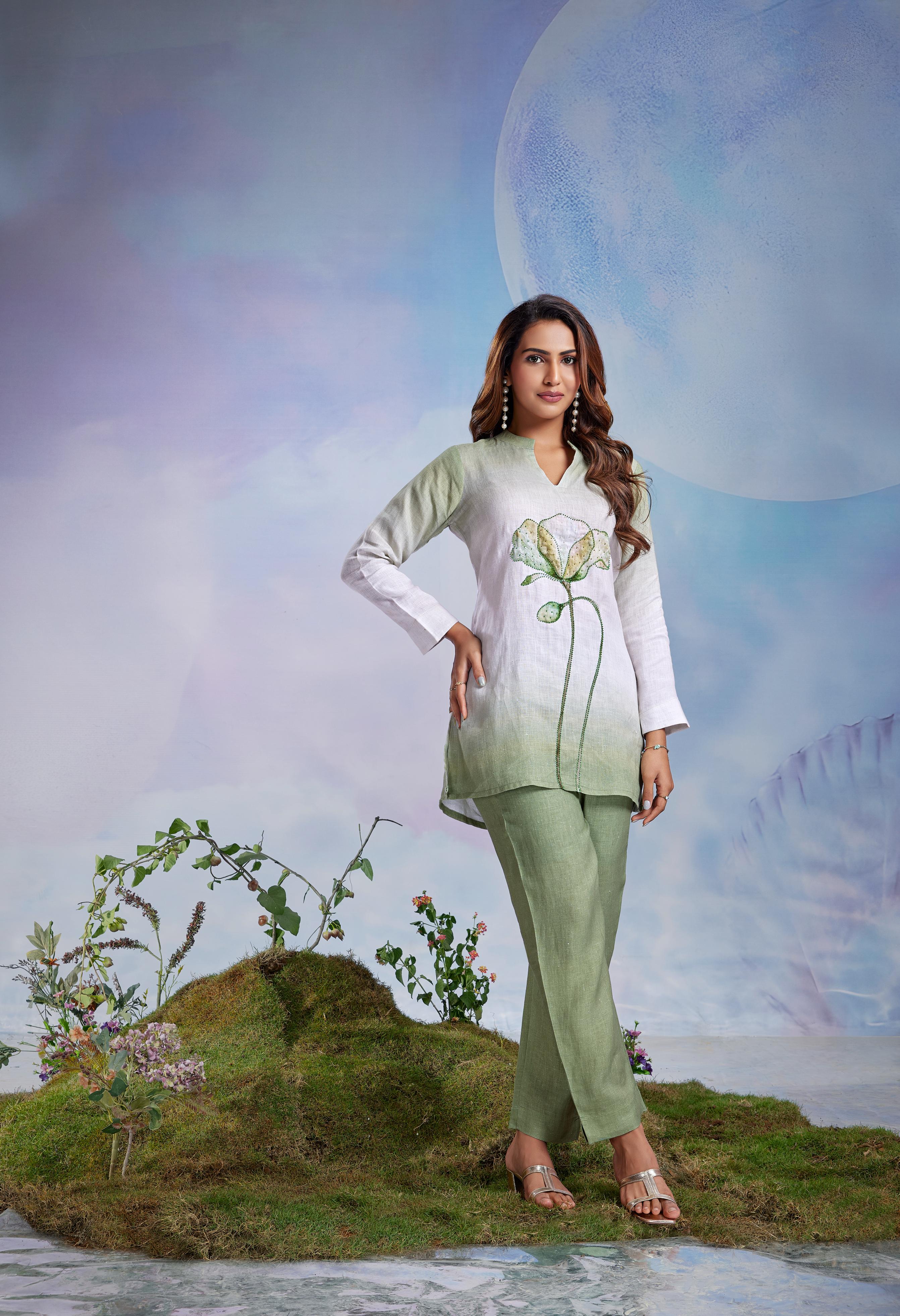 Sage Green Ombre Floral Co-Ord Set
