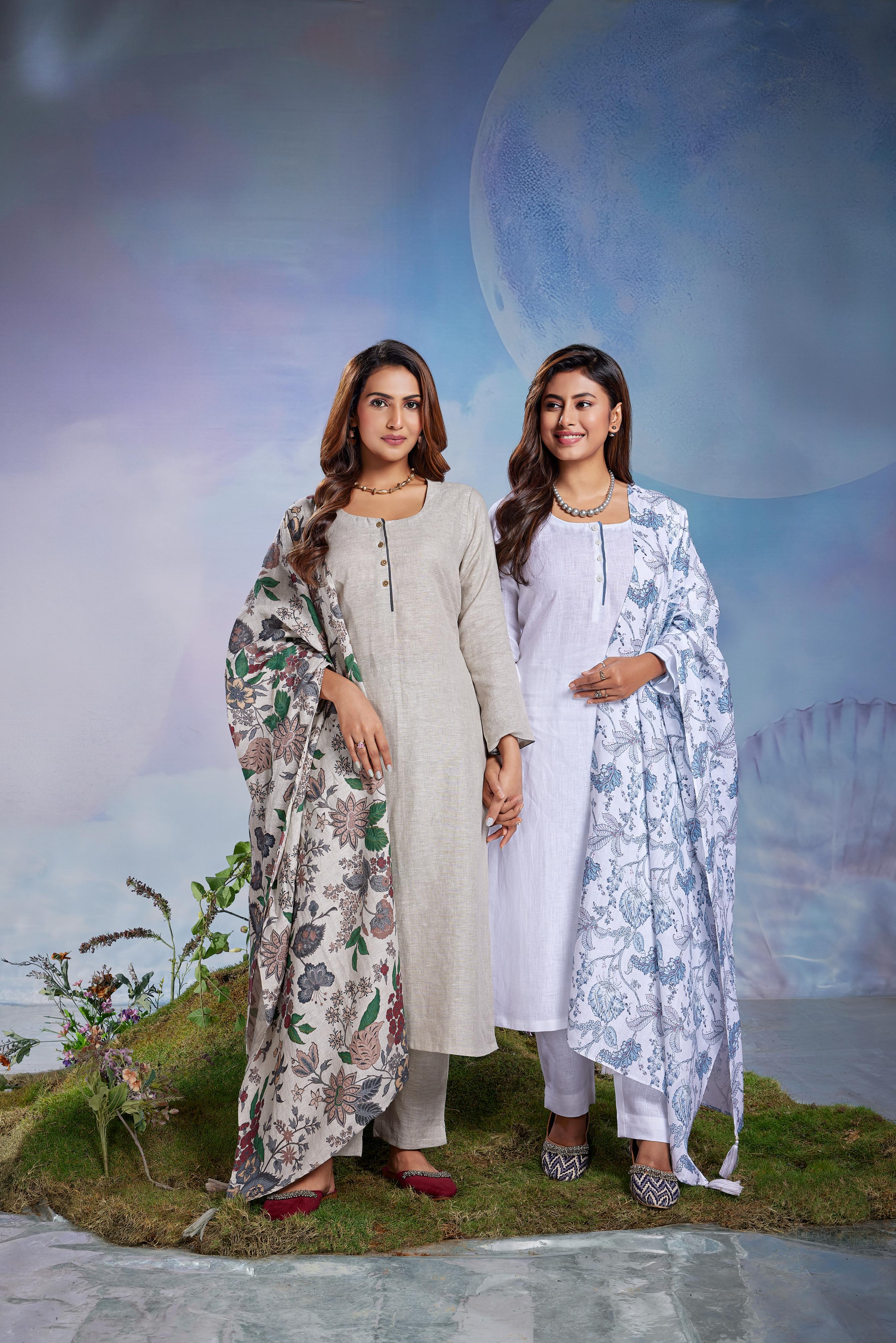 Ivory Floral Printed Kurta Set
