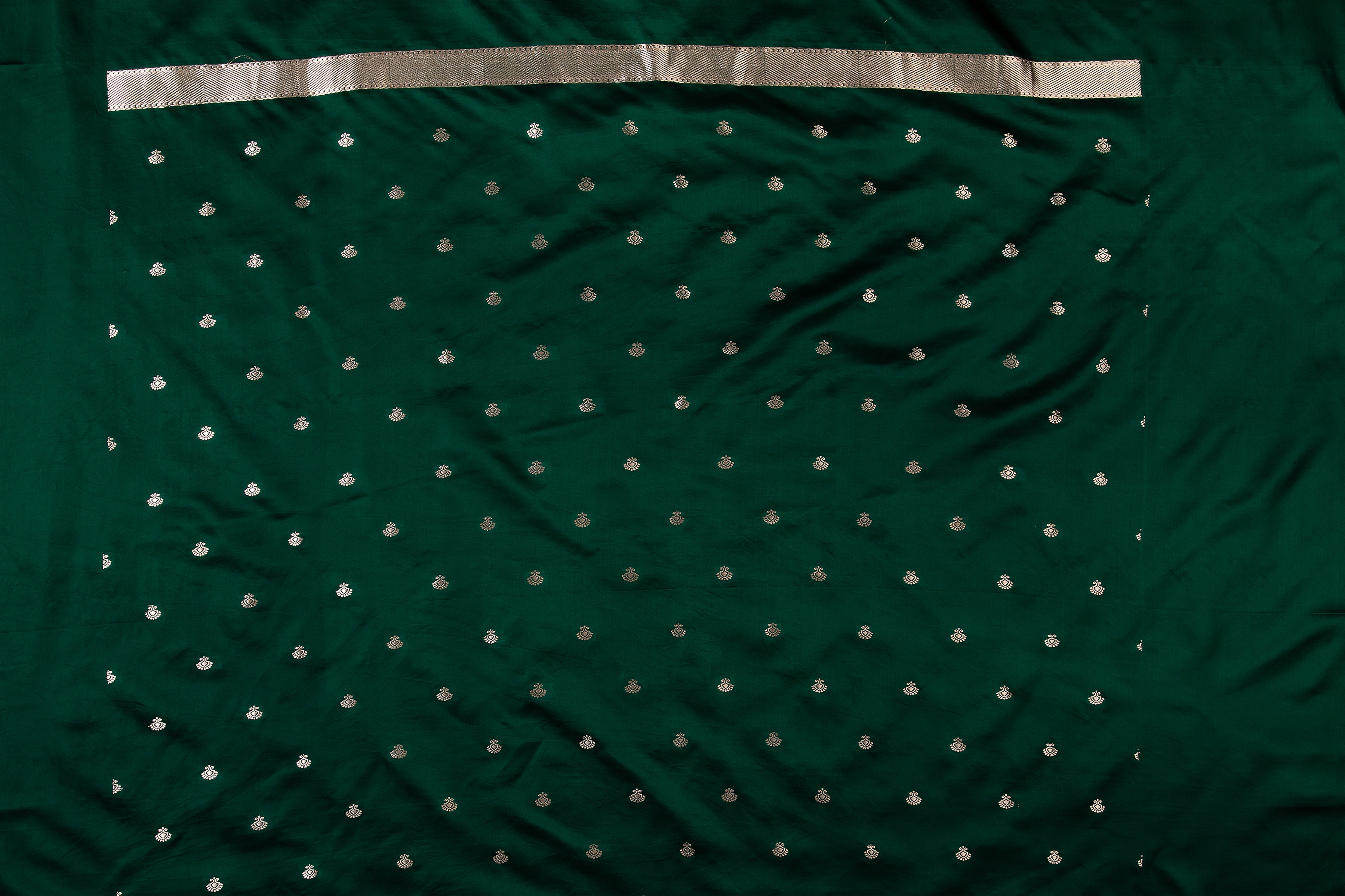 Bottle Green Banaras Silk Saree - Mokshaa