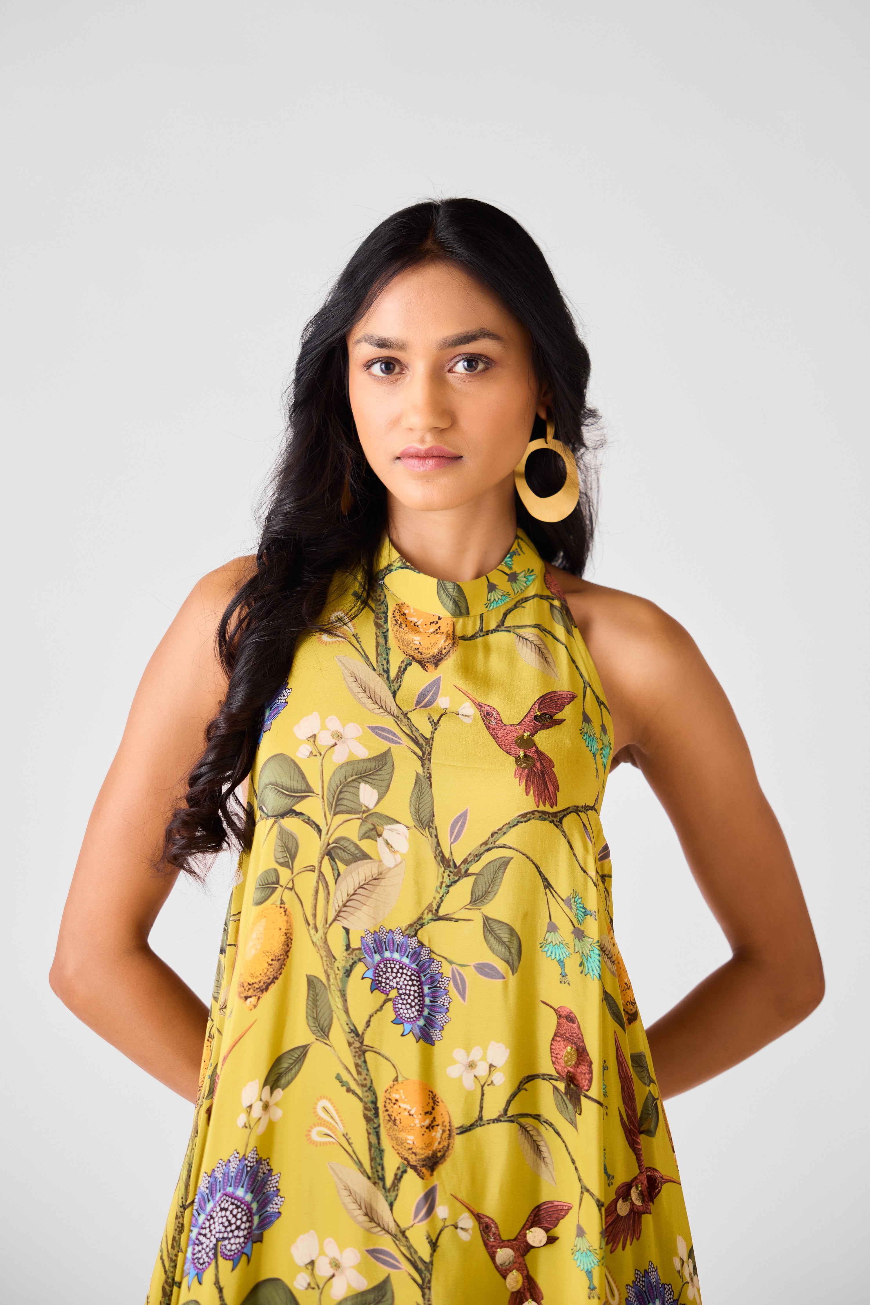 Lime Crepe Halter Neck Co-ord Set