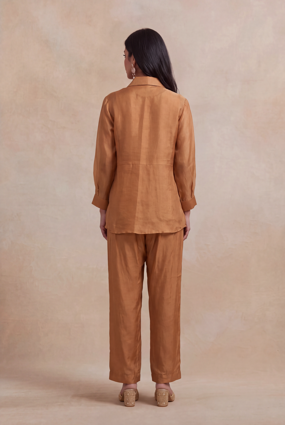 Rust Organza Katdana Co-ord Set