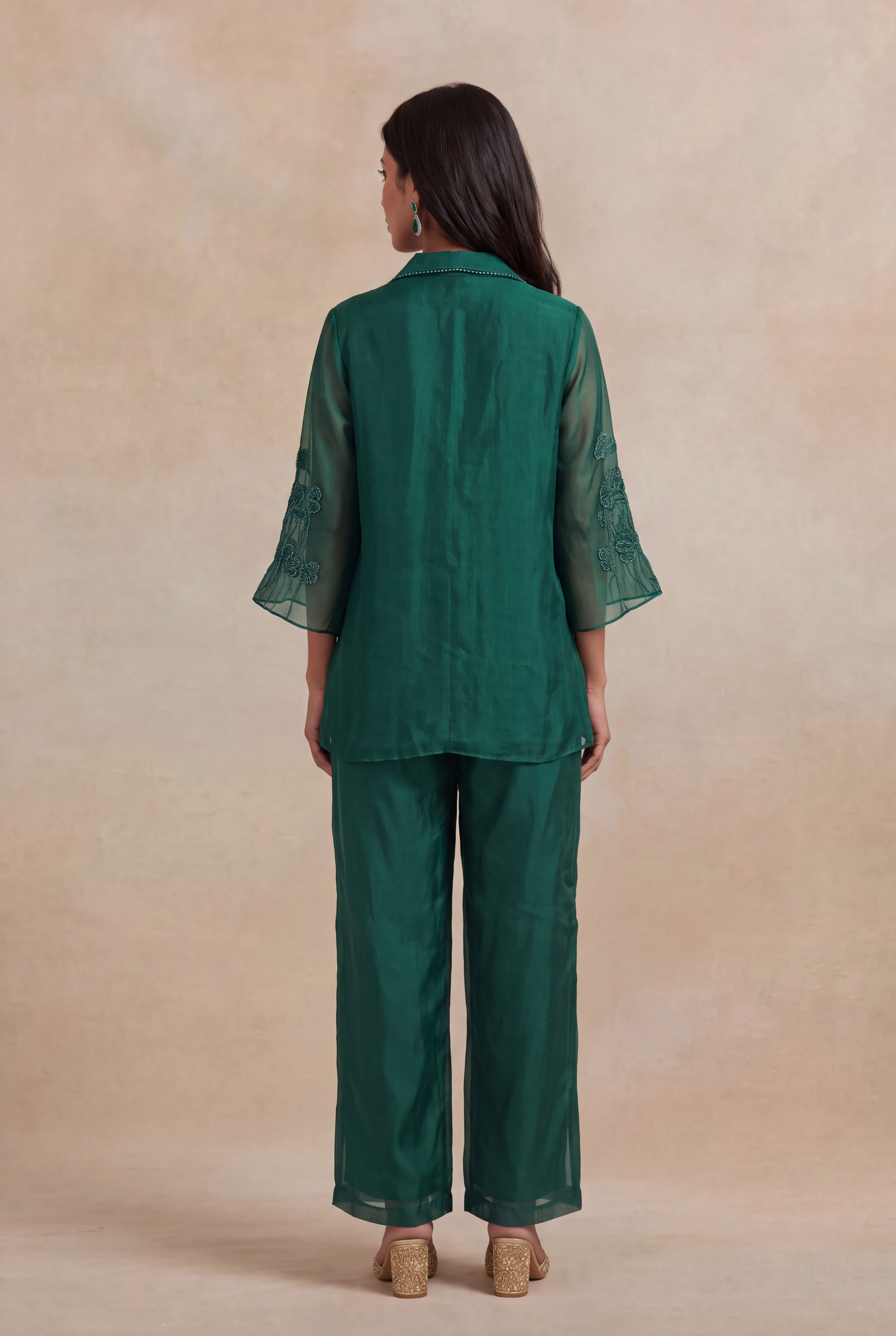 Emerald Green Organza Co-ord Set