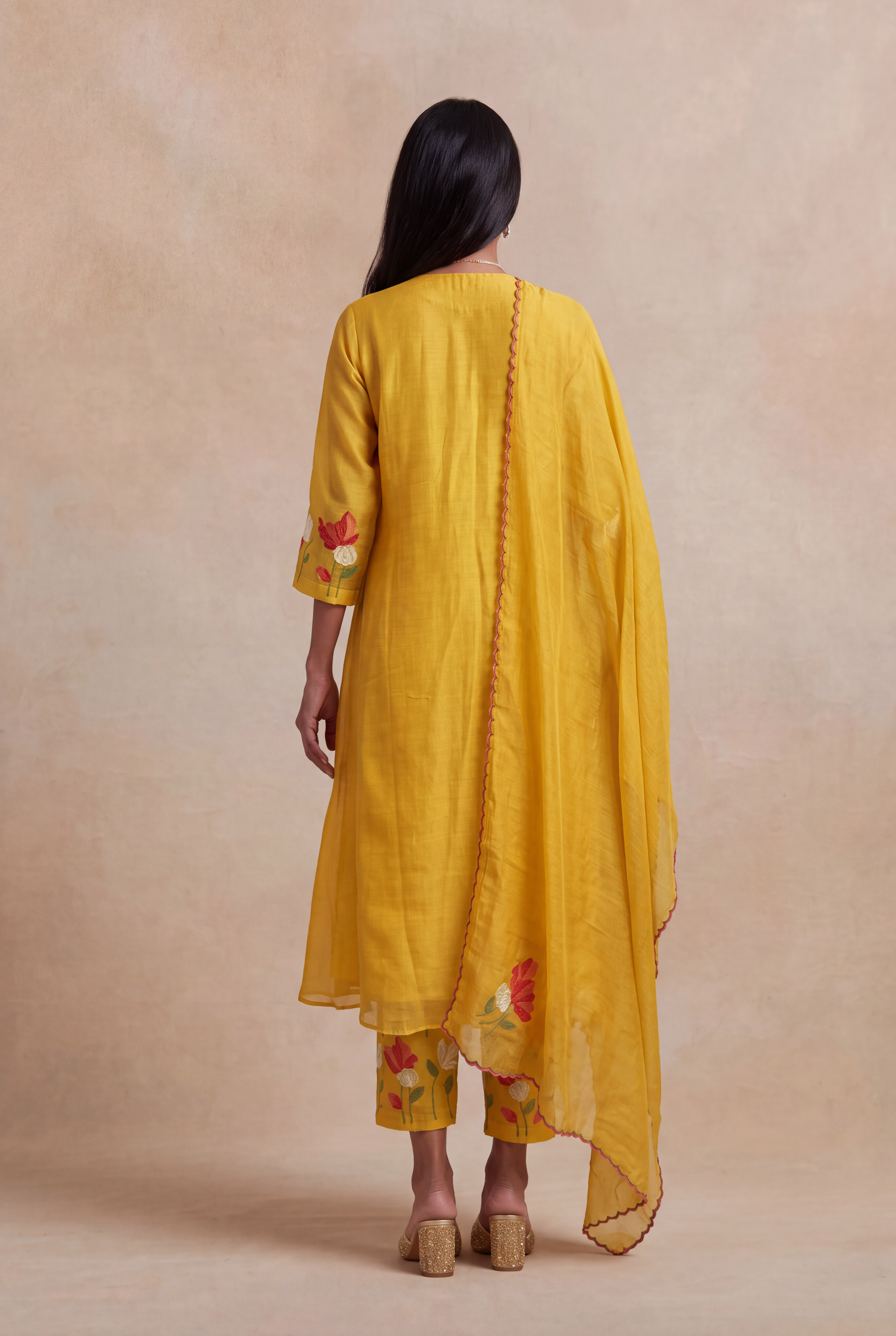 Mustard Mul Cotton Anarkali Set