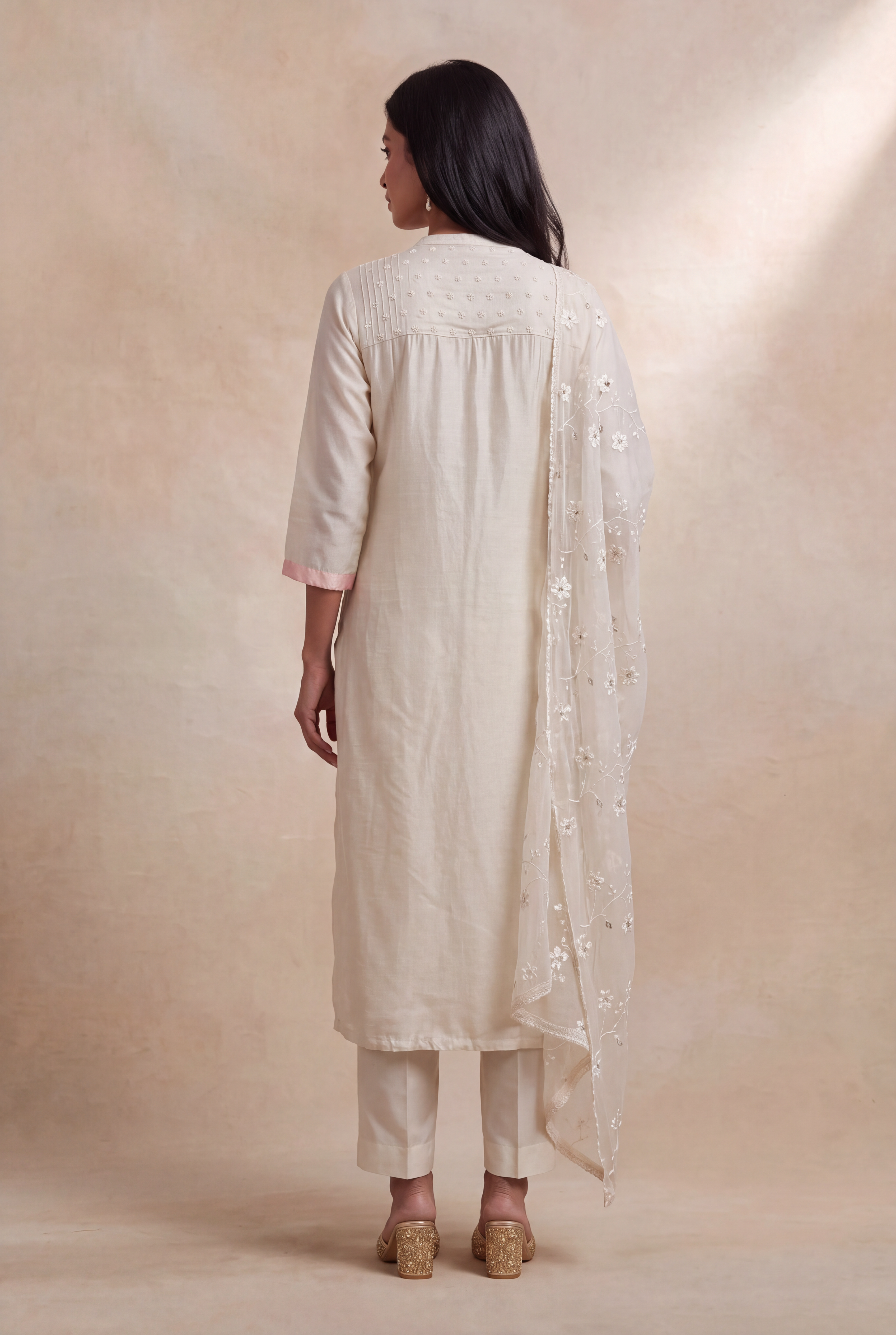 Ivory Silk Straight-Cut Salwar Set