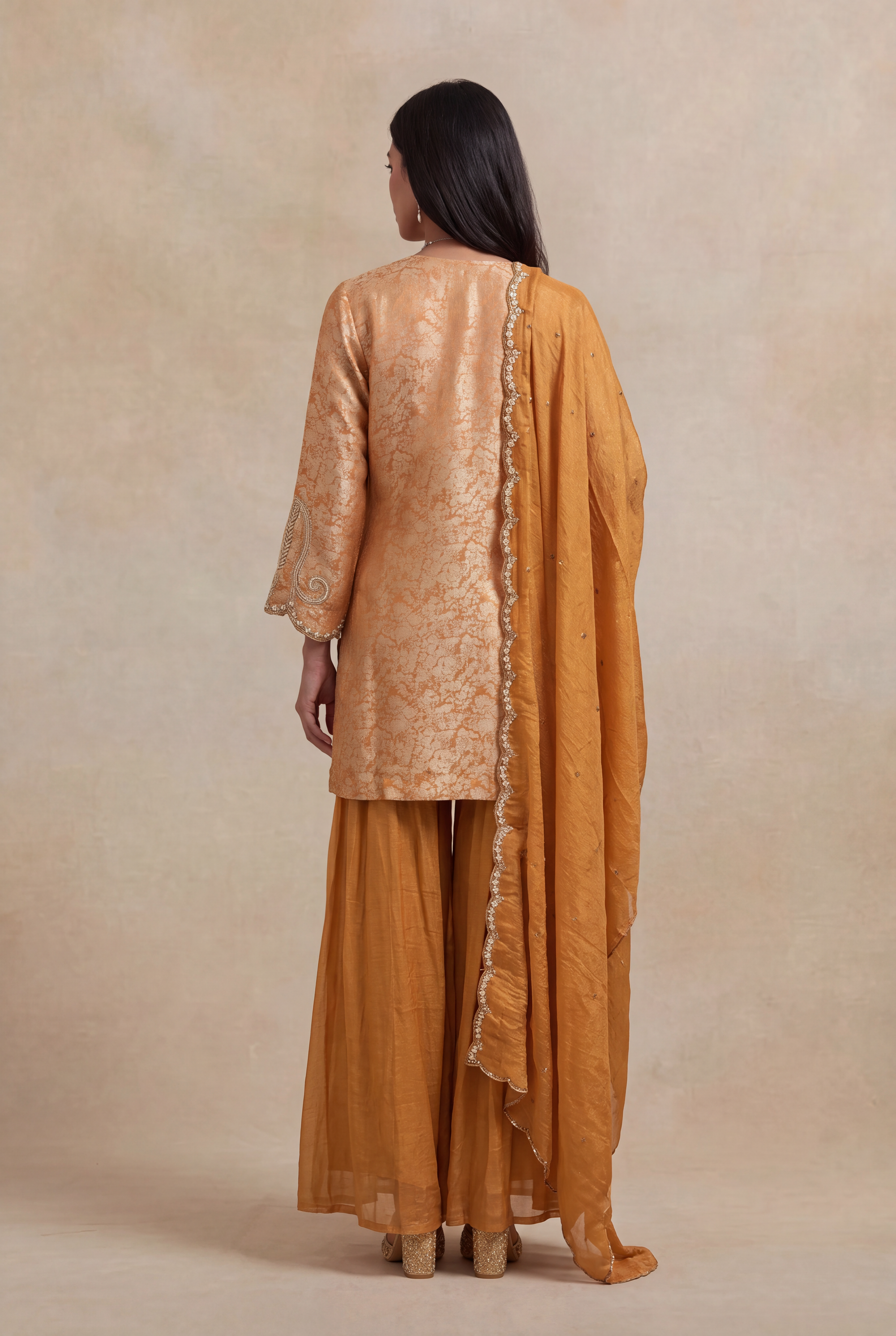 Mustard Banarasi Silk Zardosi Palazzo Set