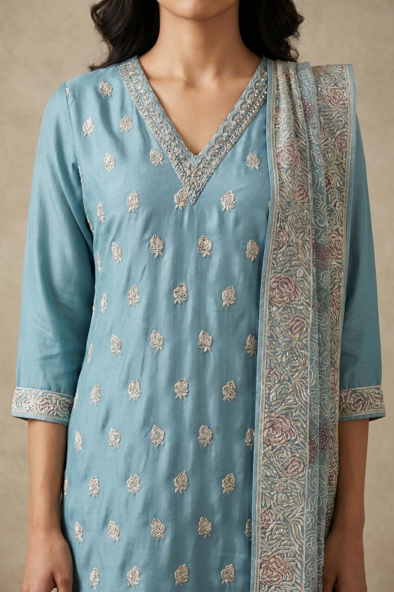 Powder Blue Soft Organza Salwar Set