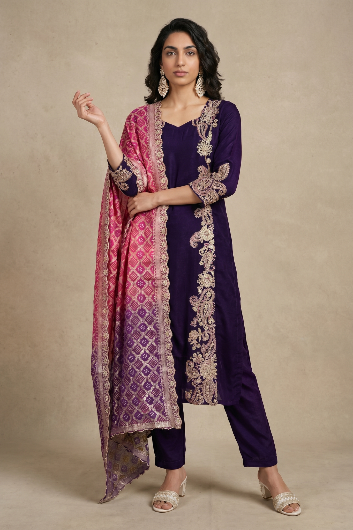 Purple Raw Silk Salwar Set