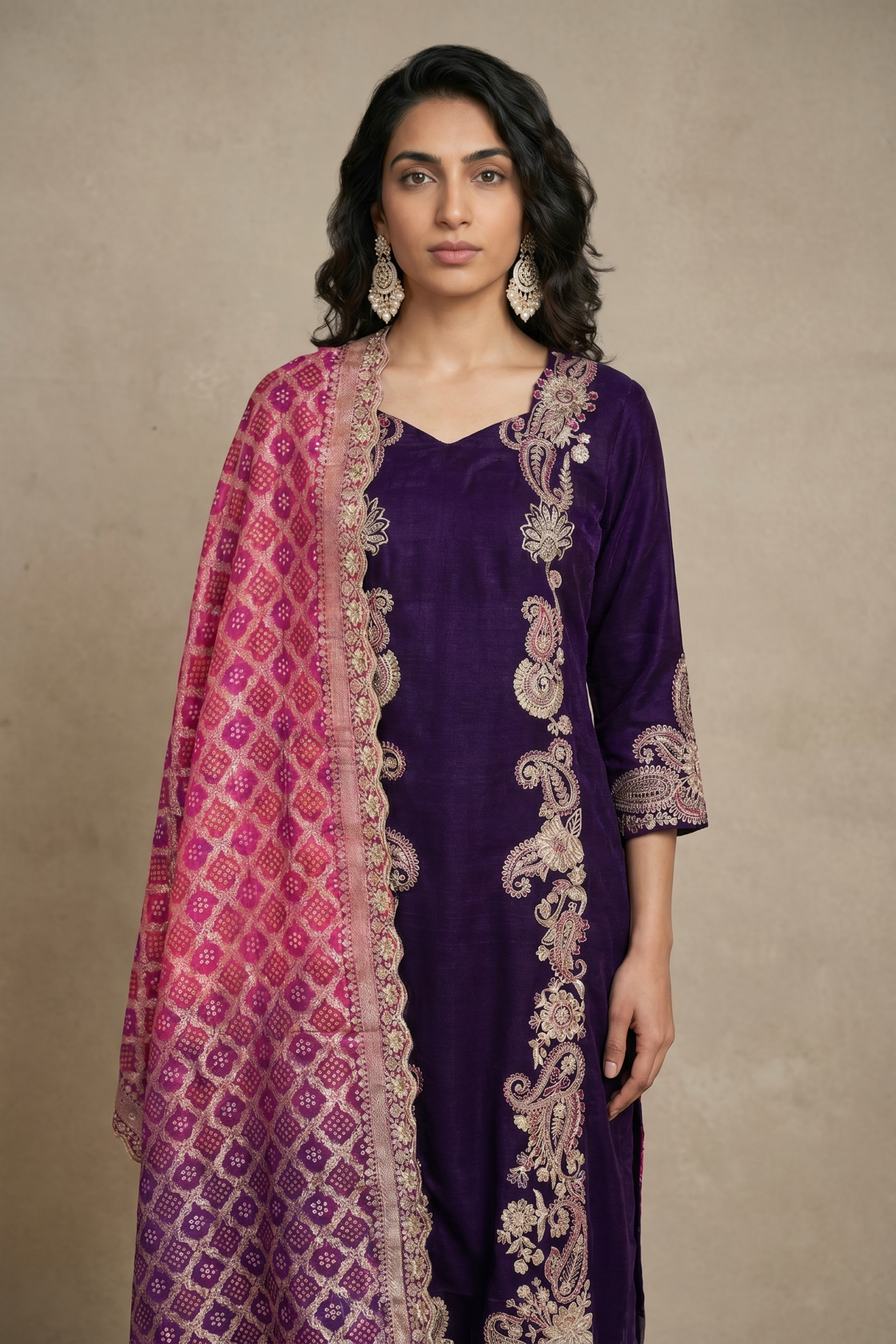 Purple Raw Silk Salwar Set