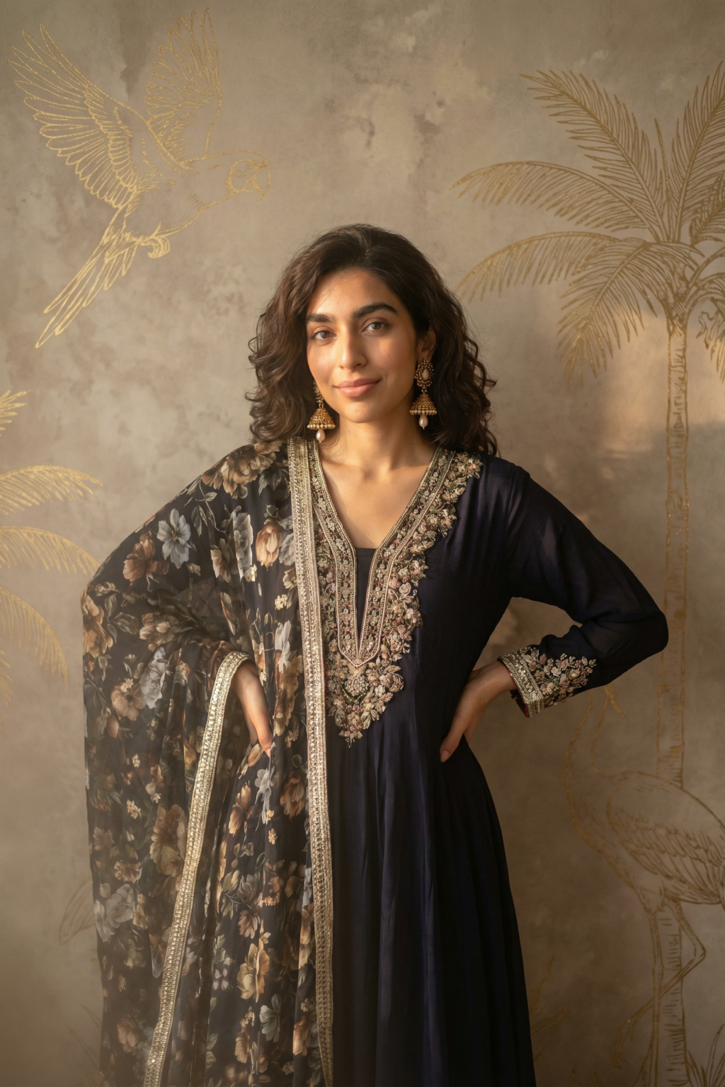 Black Crepe Anarkali Suit