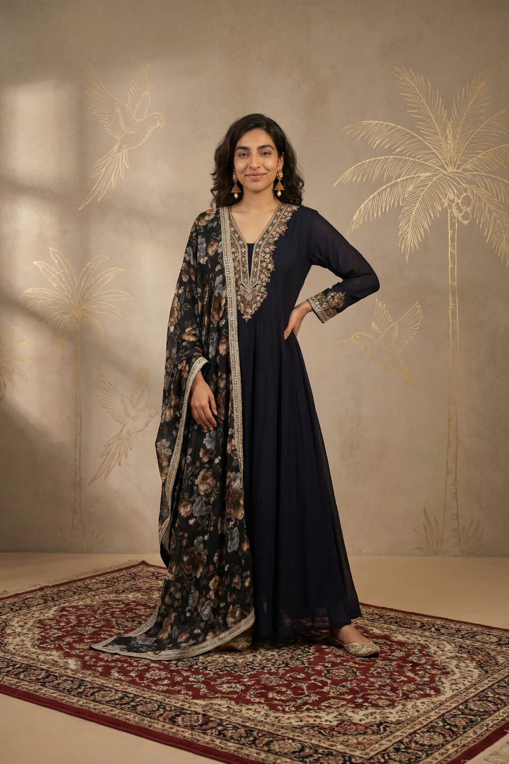 Black Crepe Anarkali Suit