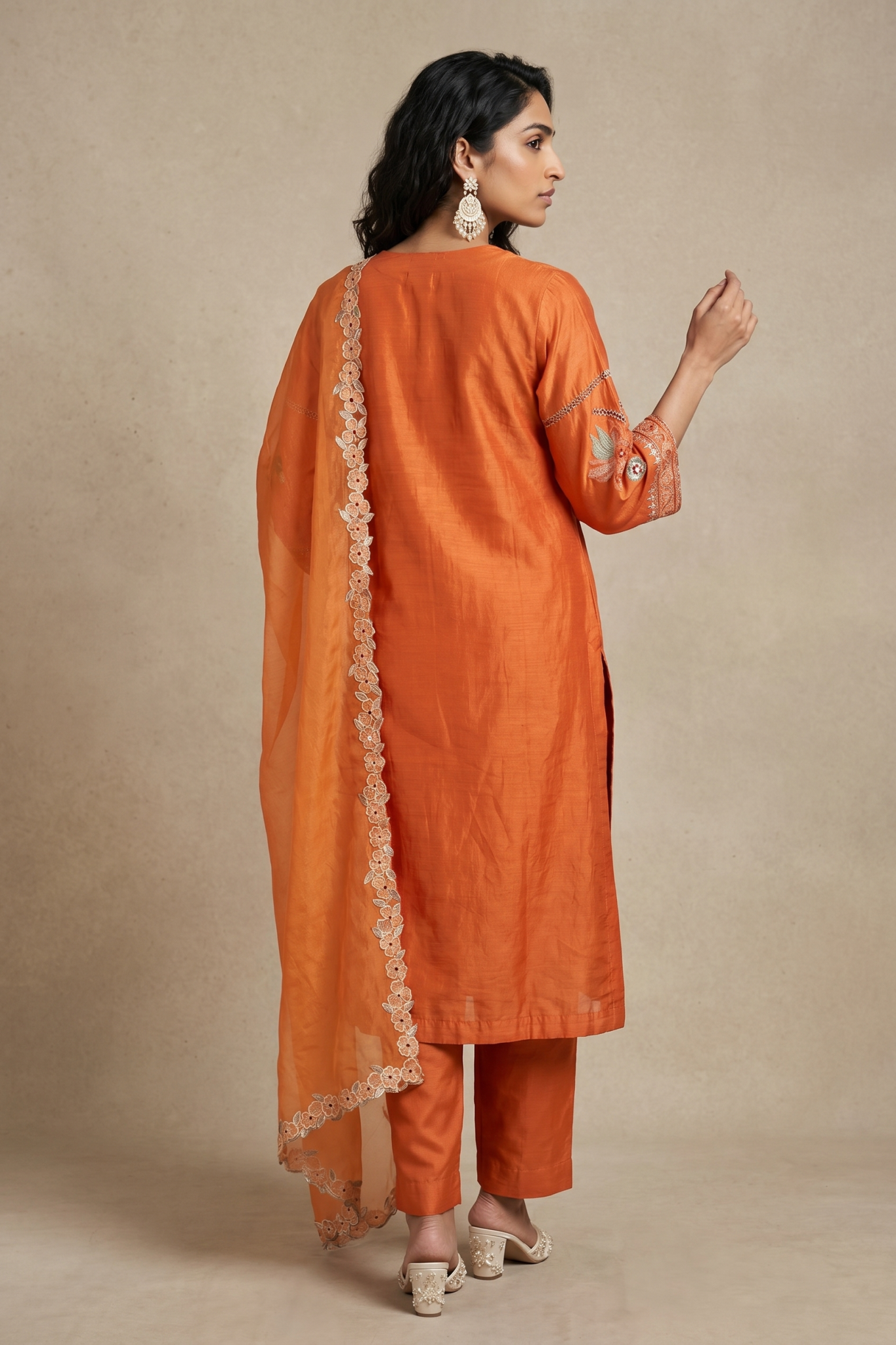 Orange Chanderi Cotton Salwar Set