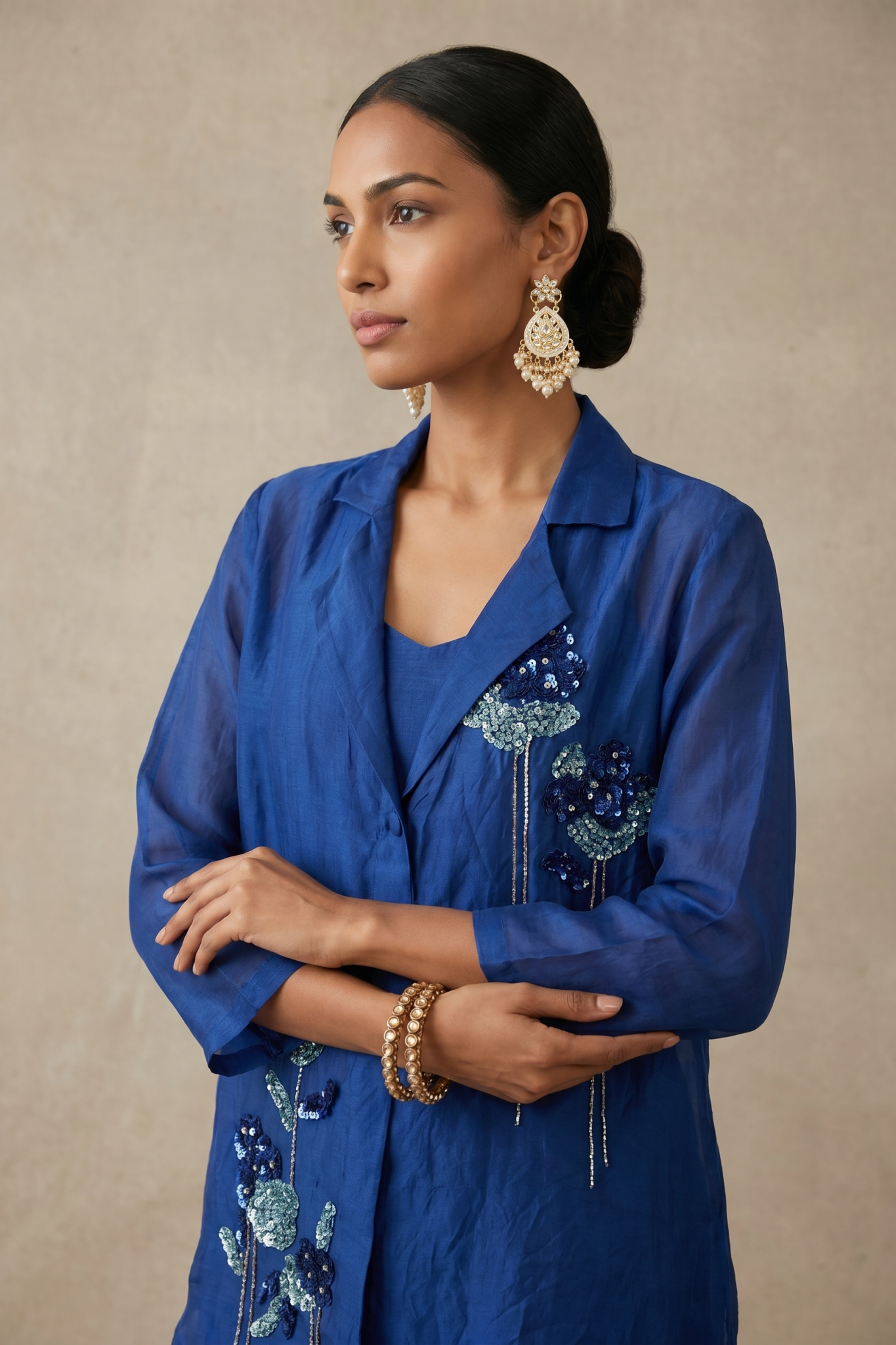 Royal Blue Organza Co-Ord Set