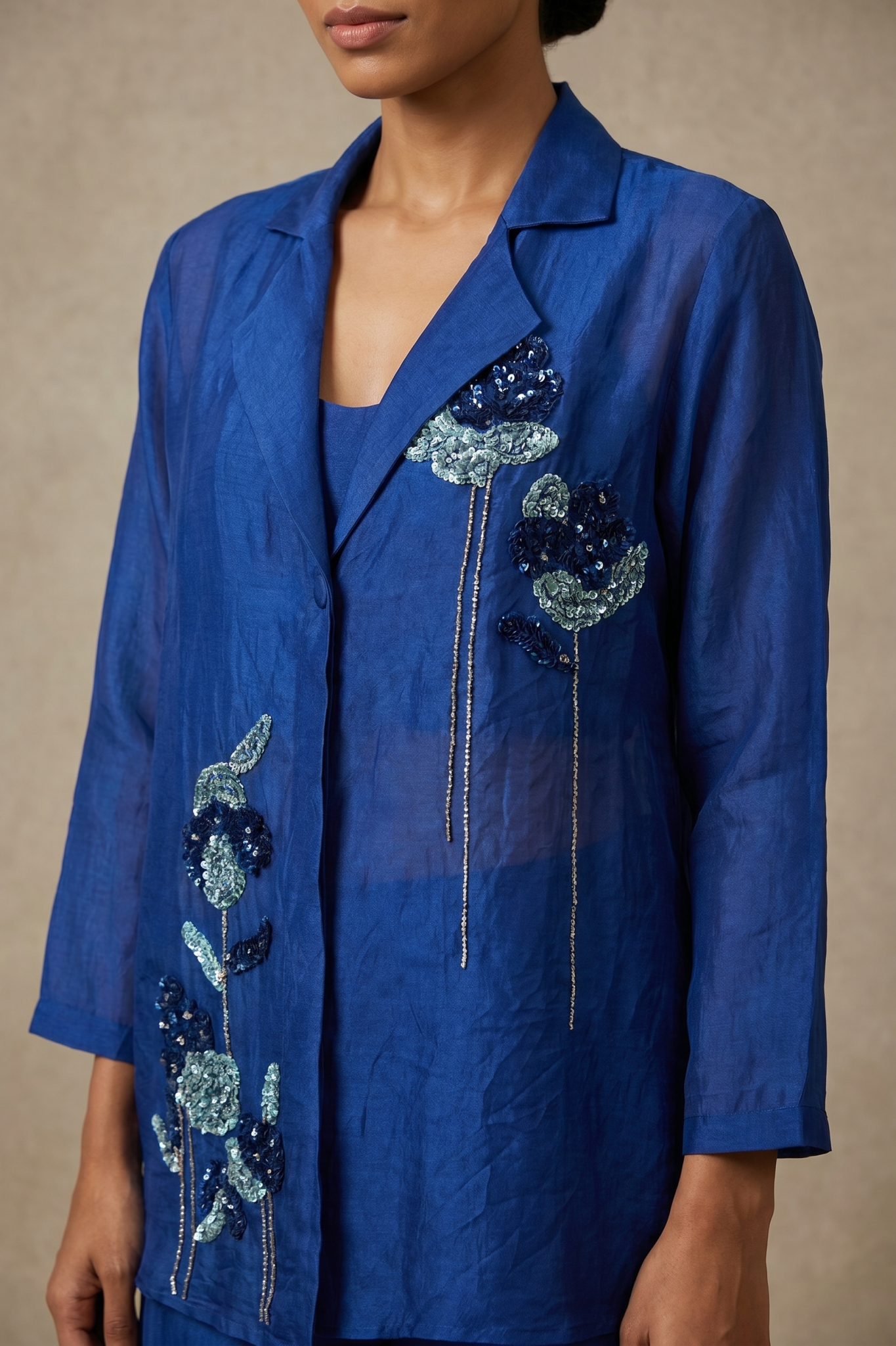 Royal Blue Organza Co-Ord Set