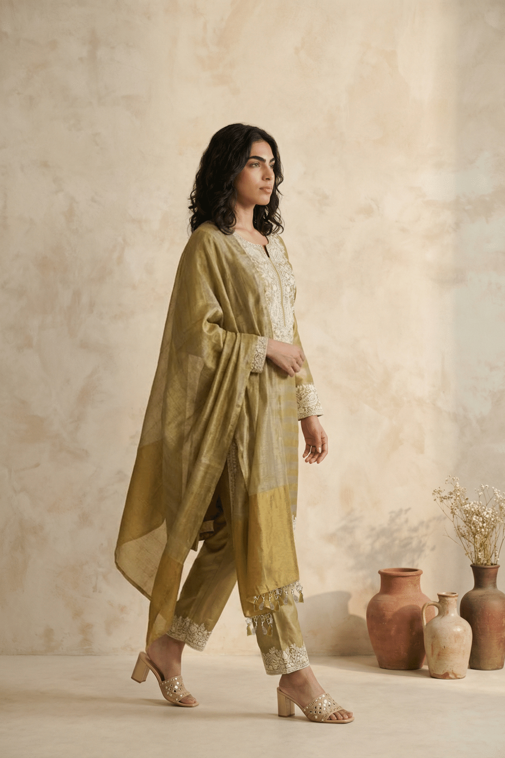 Green Tissue Salwar Set