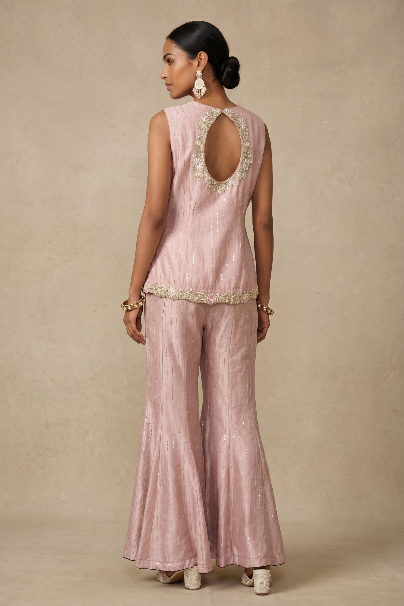 Blush Pink Embroidered Silk Co-Ord Set