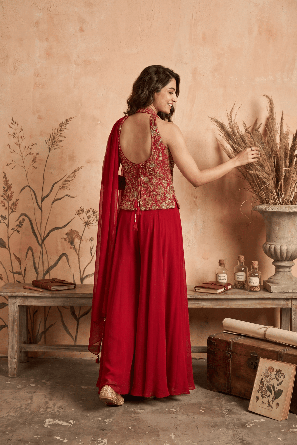 Indowesten georgette material zari and mirror with sequence work m size