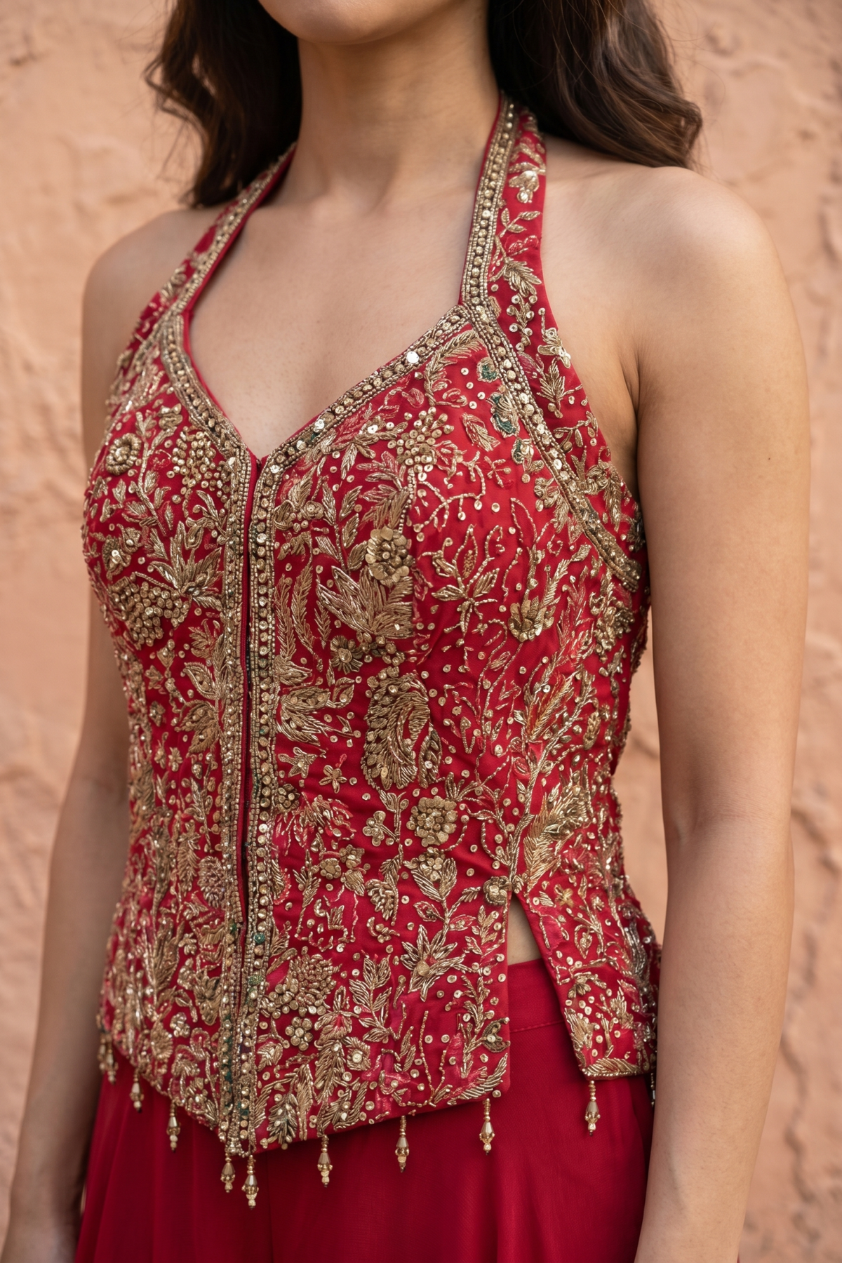 Indowesten georgette material zari and mirror with sequence work m size