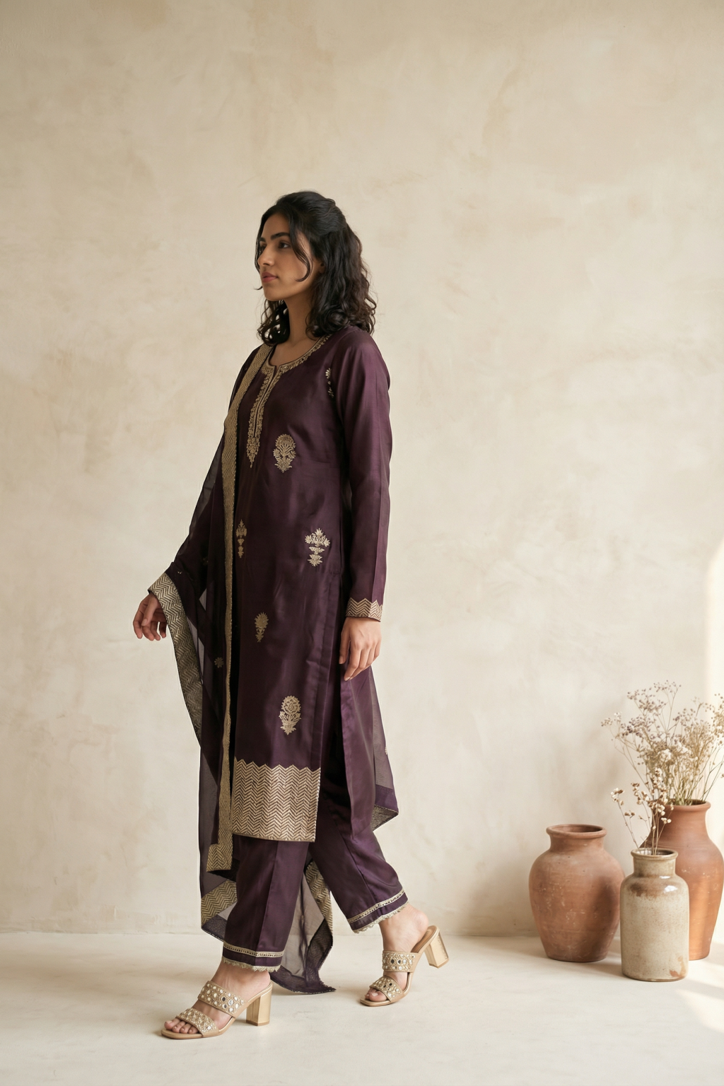 Brown Silk Salwar Suit