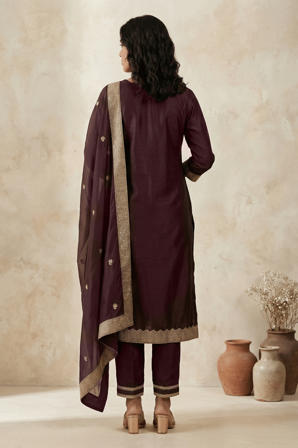 Brown Silk Salwar Suit