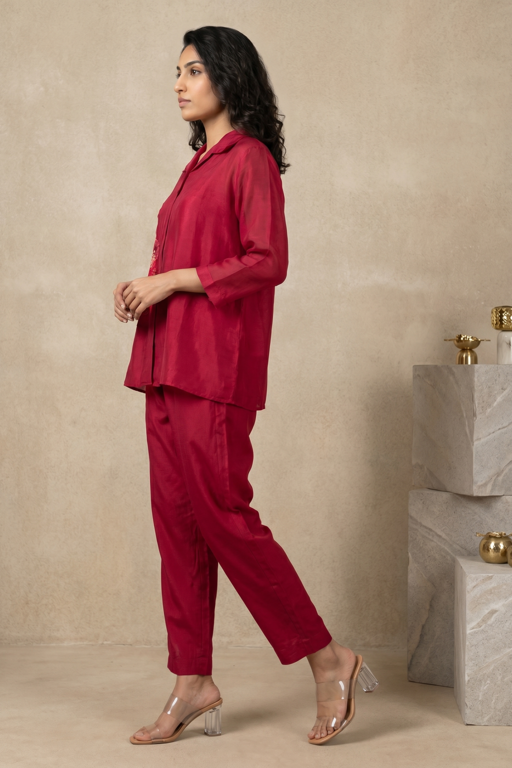 Red Organza Co-Ord Set