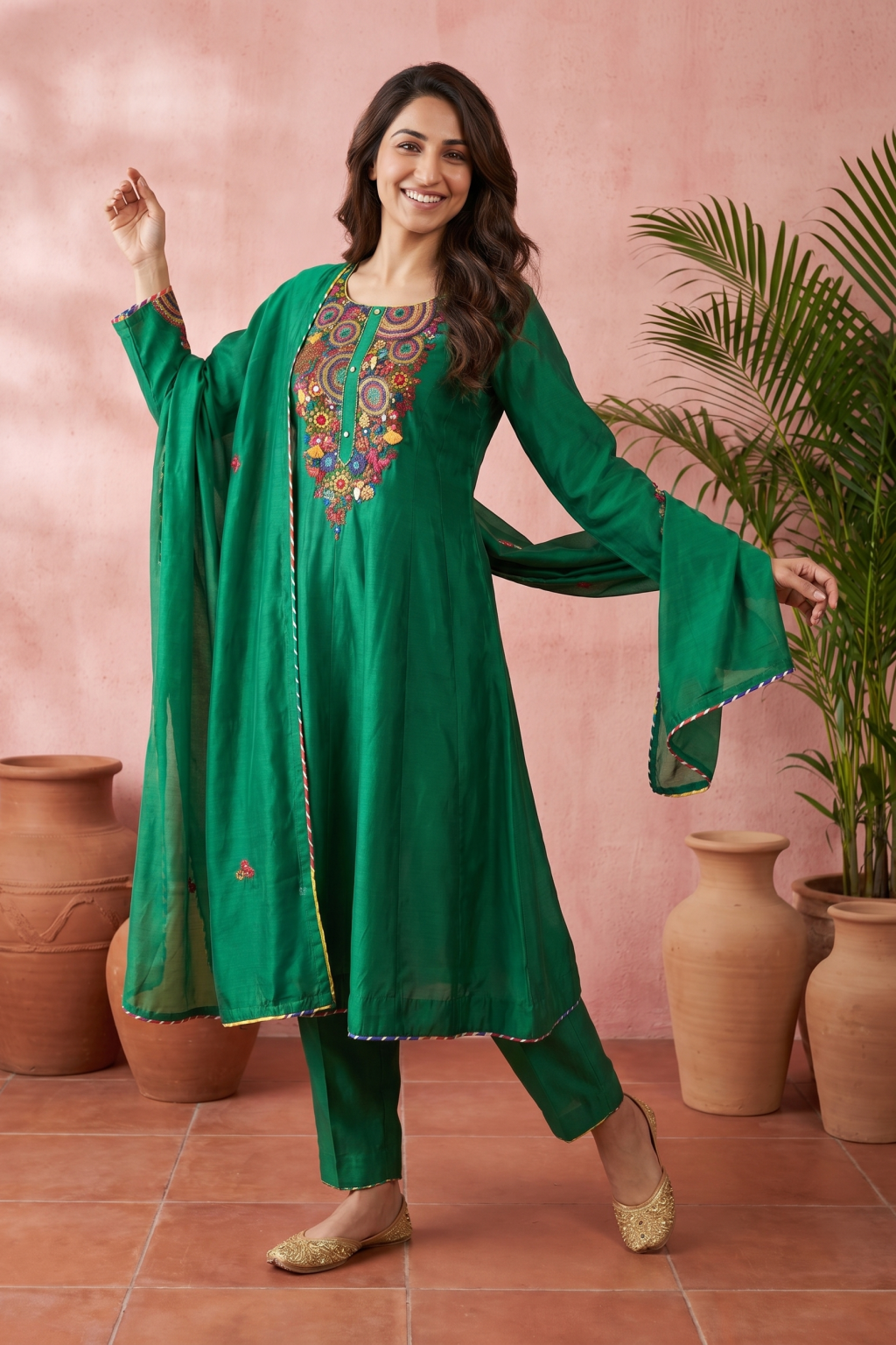 Emerald Green Embroidered Salwar Set