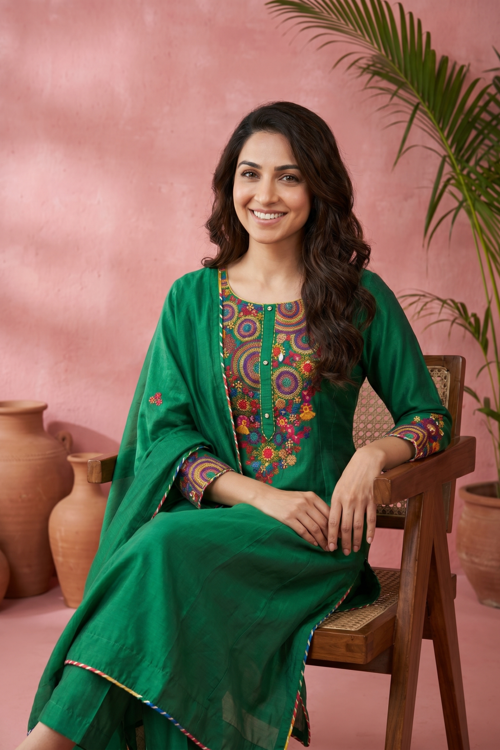Emerald Green Embroidered Salwar Set