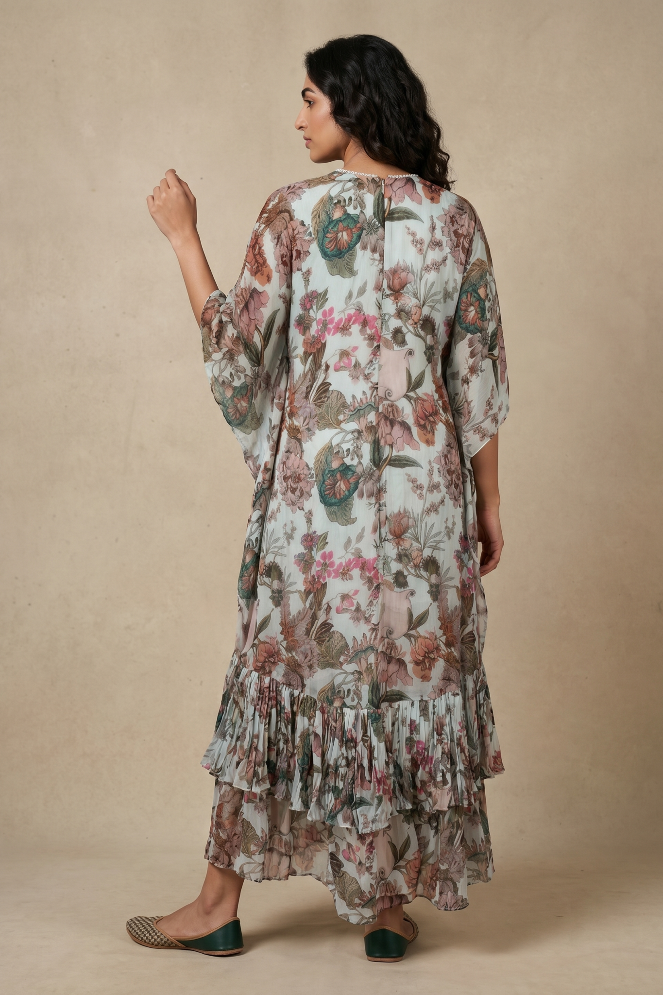 Pastel Floral Cape Palazzo Set