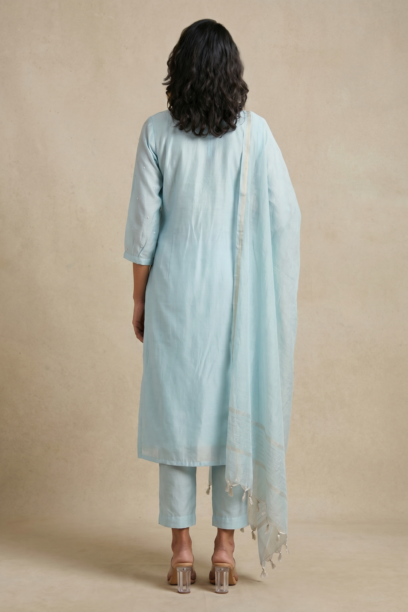 Powder Blue Embroidered Suit Set