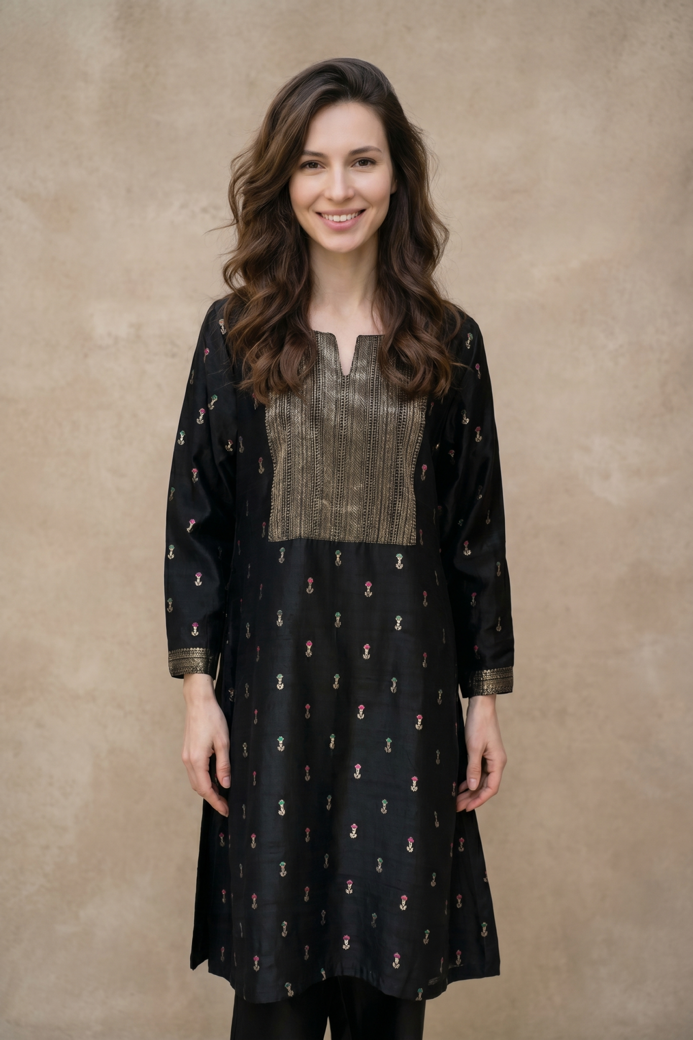 Black Silk Kurta Set
