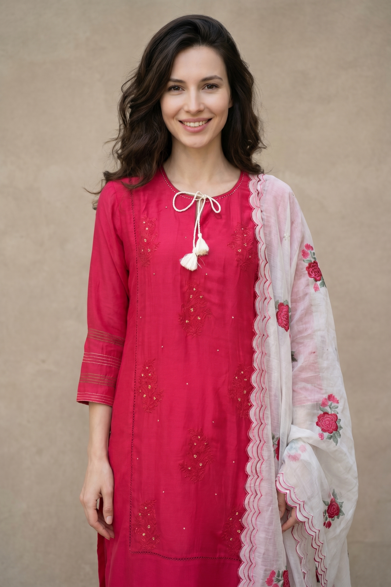 Fuchsia Pink Embroidered Salwar Set