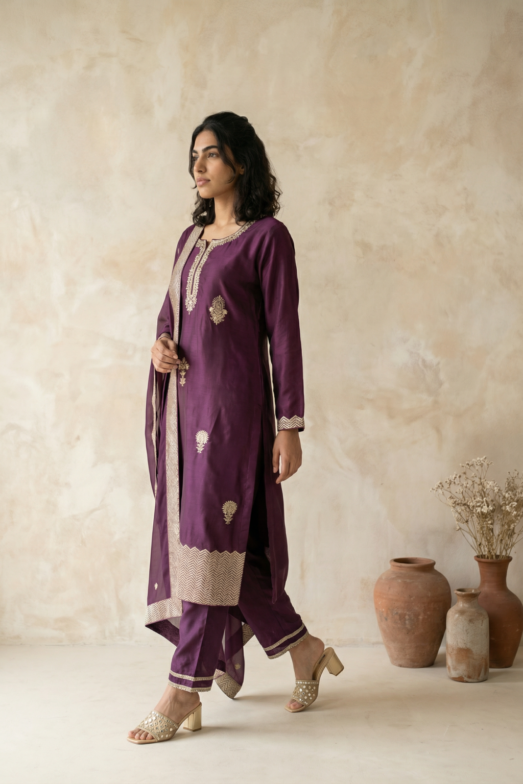 Maroon Silk Salwar Set