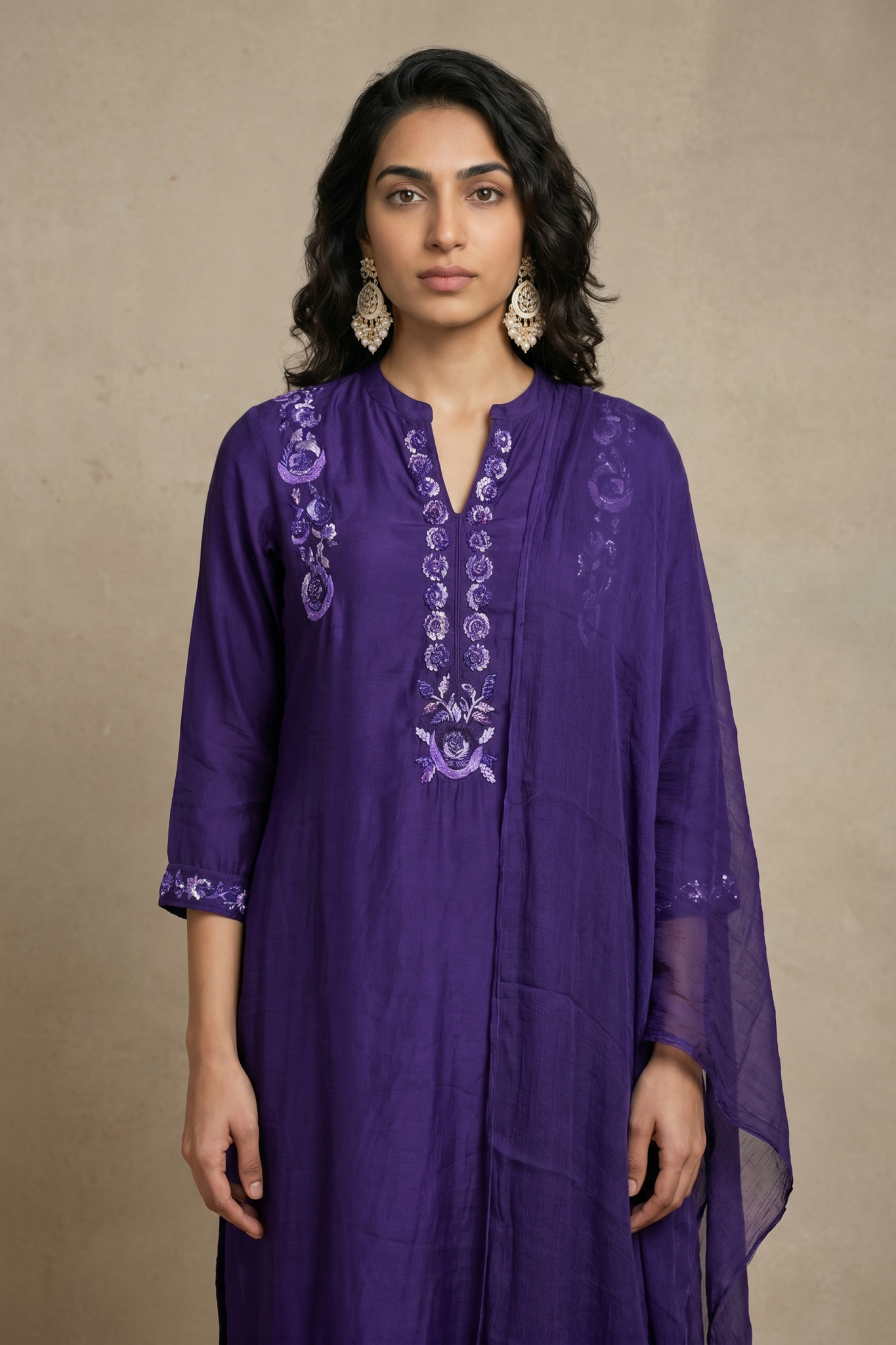 Royal Purple Mulmul Cotton Salwar Set