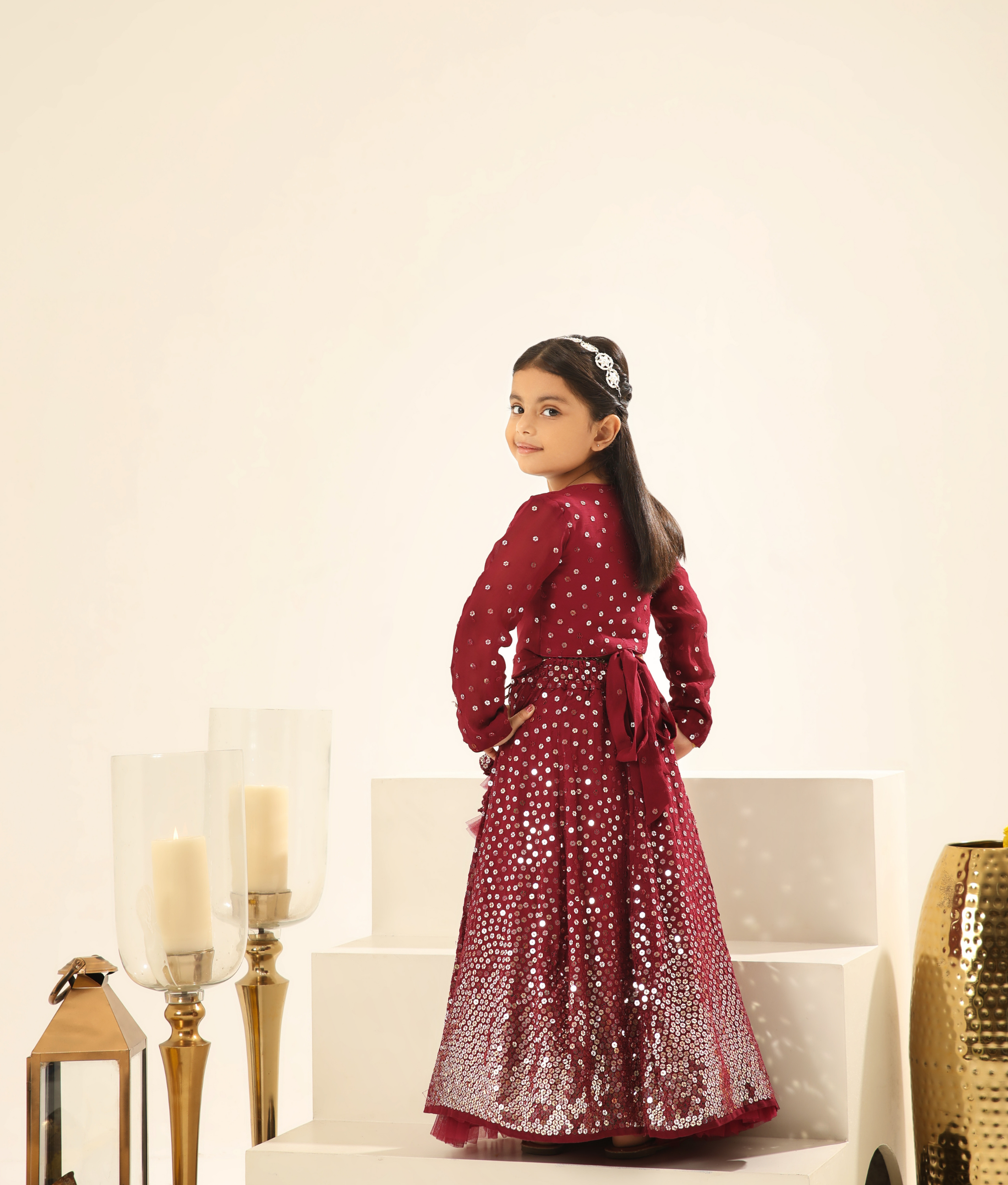 Marron Embroidered Lehenga Choli Set