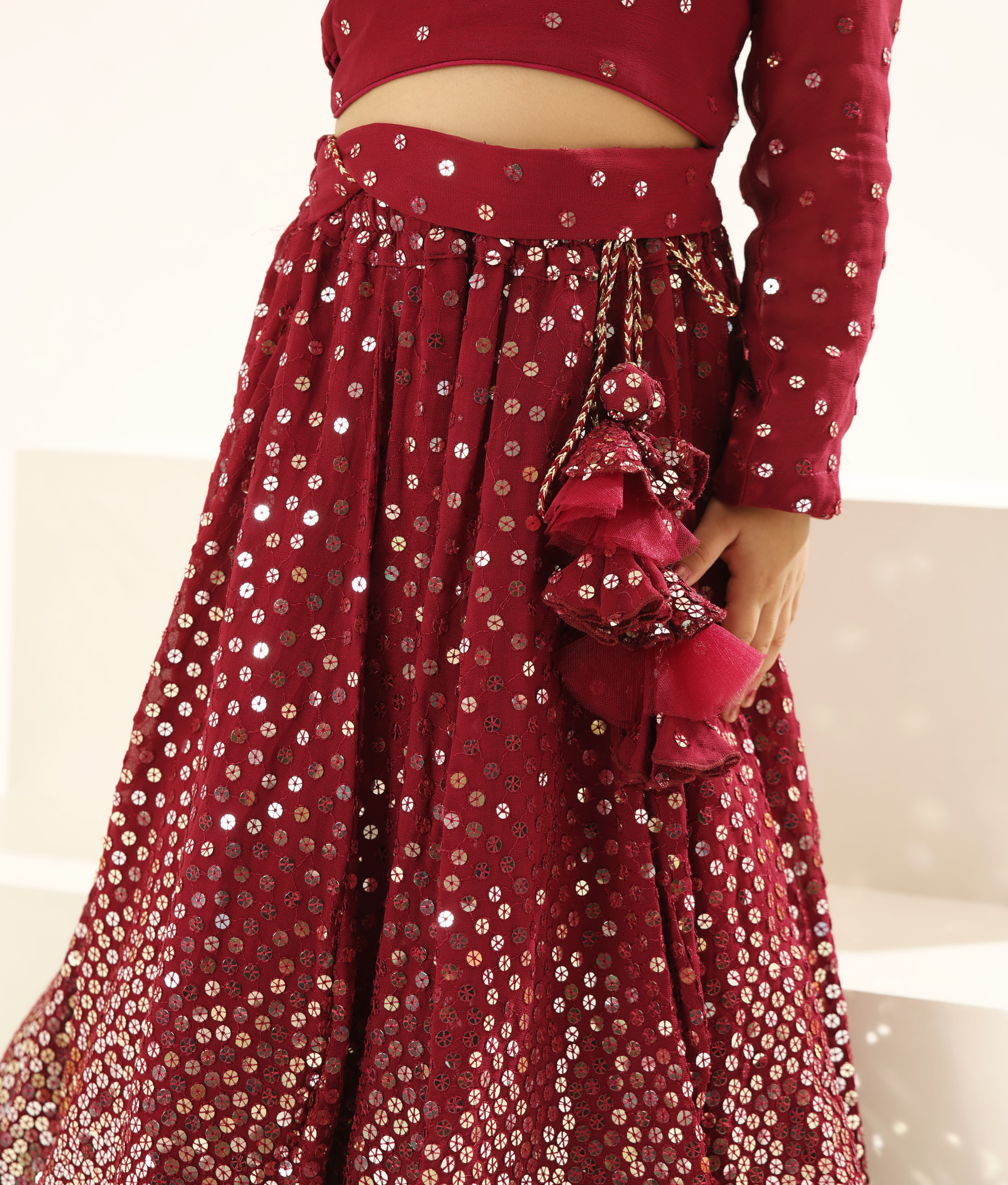 Marron Embroidered Lehenga Choli Set