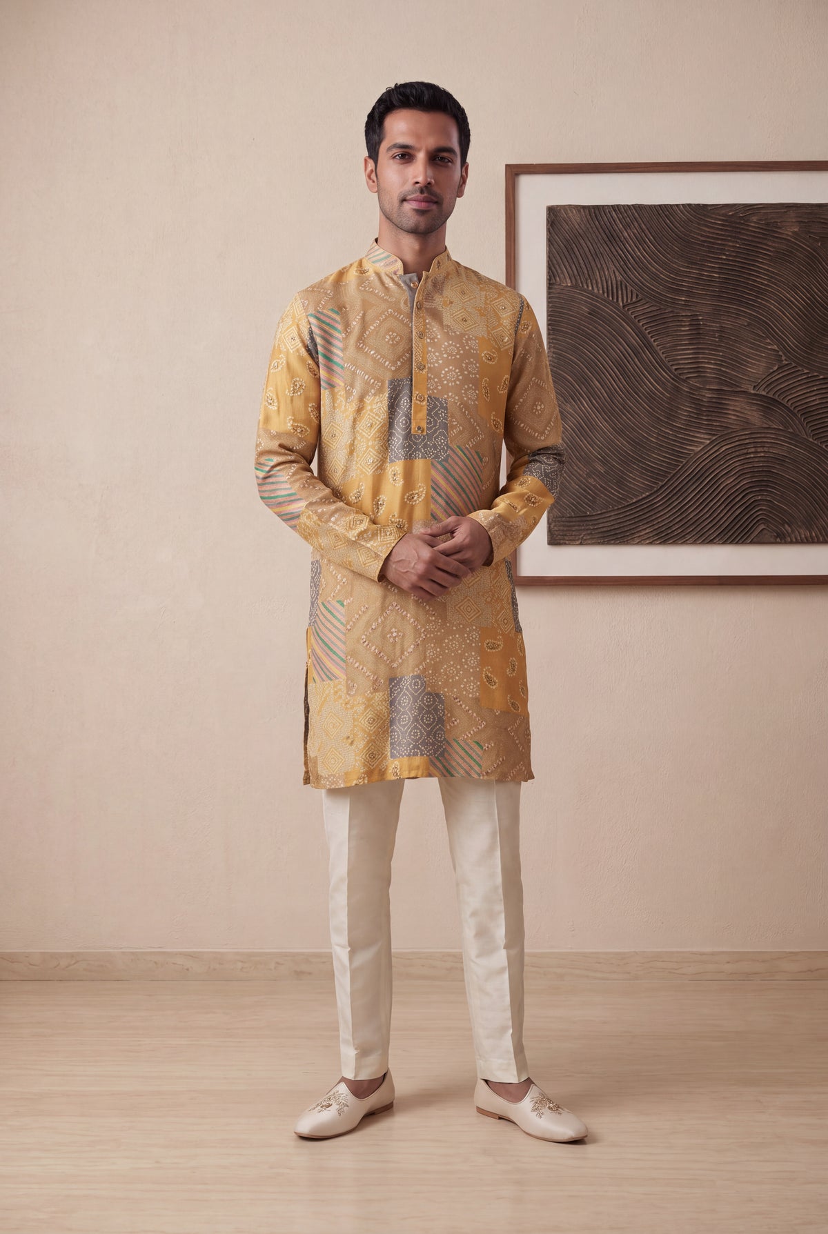 Mustard Yellow Chanderi Silk Kurta Set
