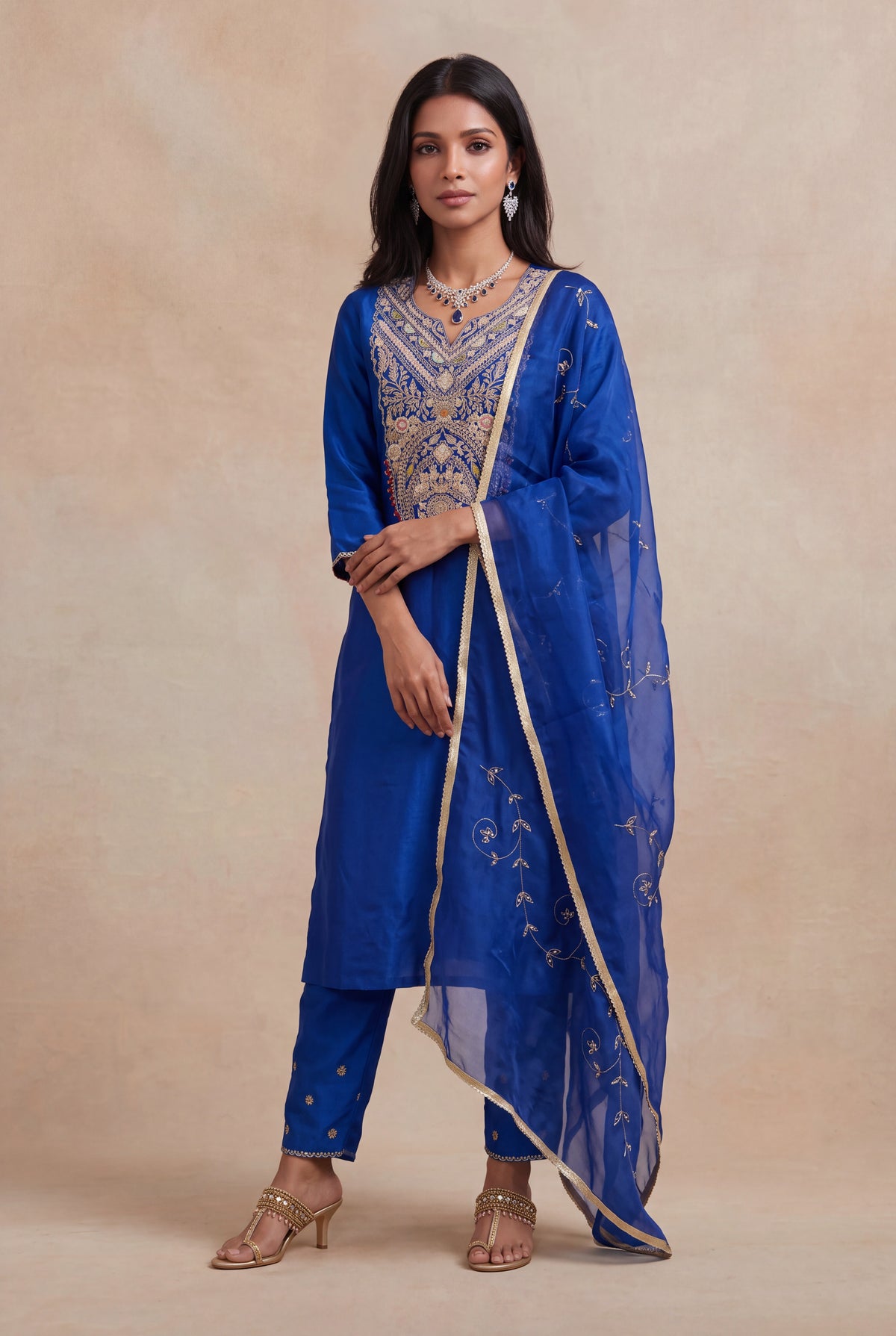 Royal Blue Silk Salwar Set