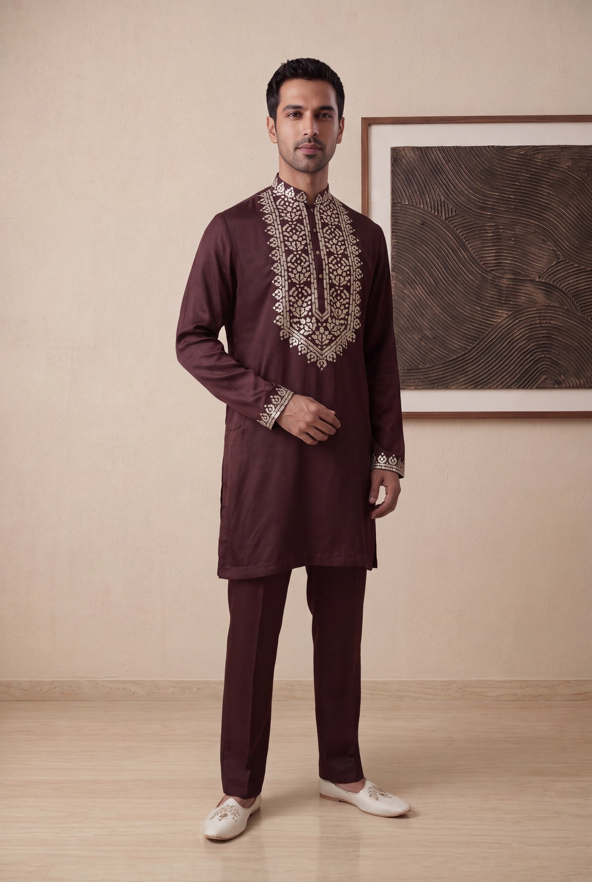 Maroon Nysa Silk Kurta Pant Set