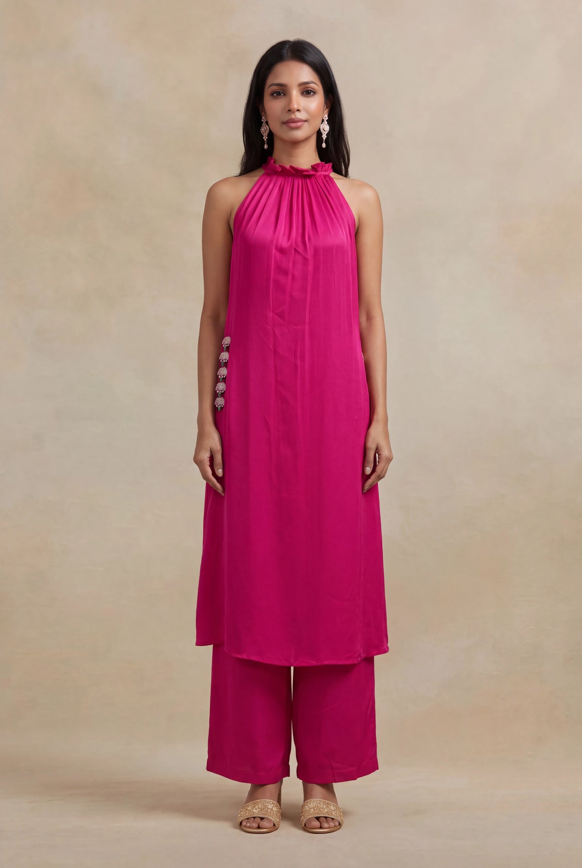 Pink Satin Indo-Western