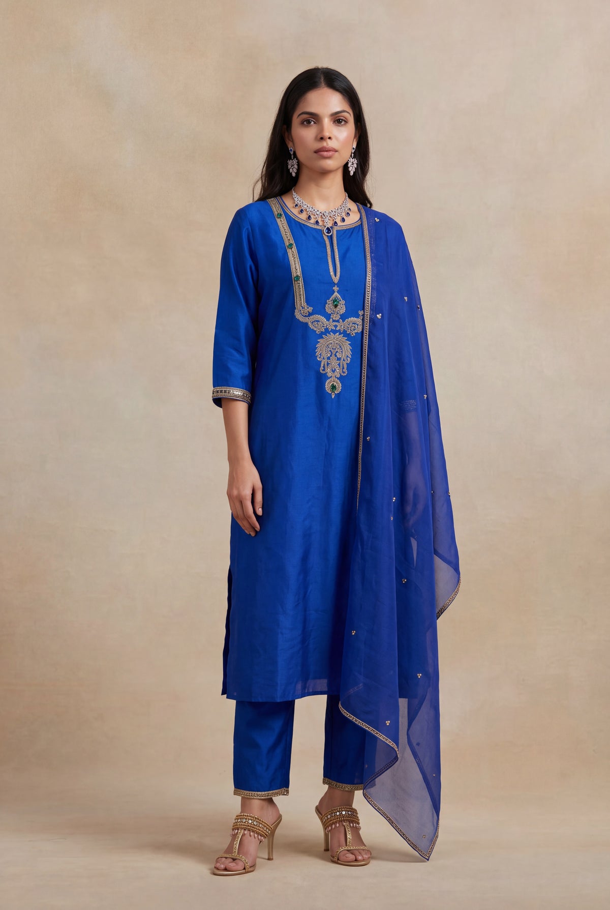Royal Blue Silk Salwar Set