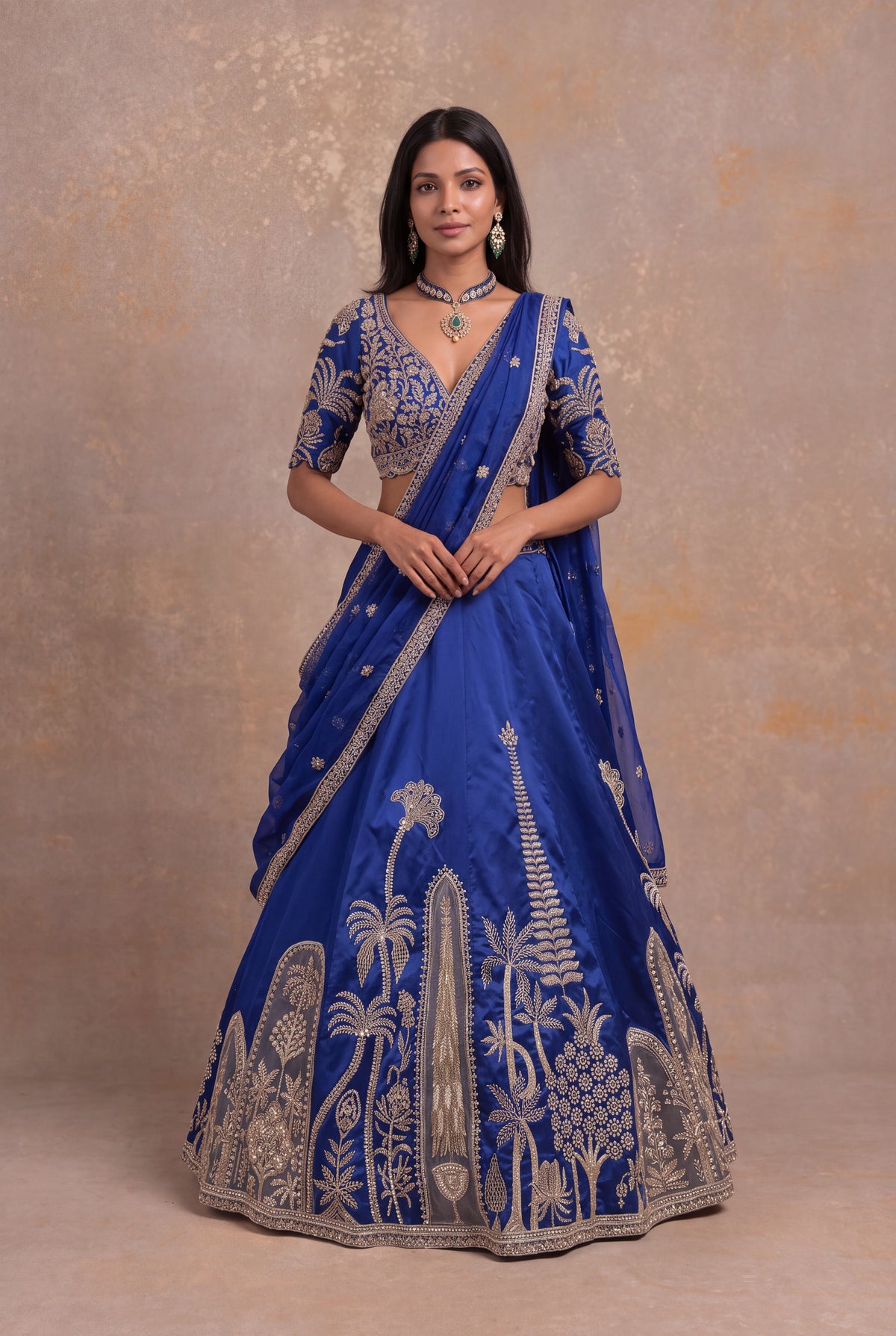 Ink Blue Kanchivaram Silk Lehenga
