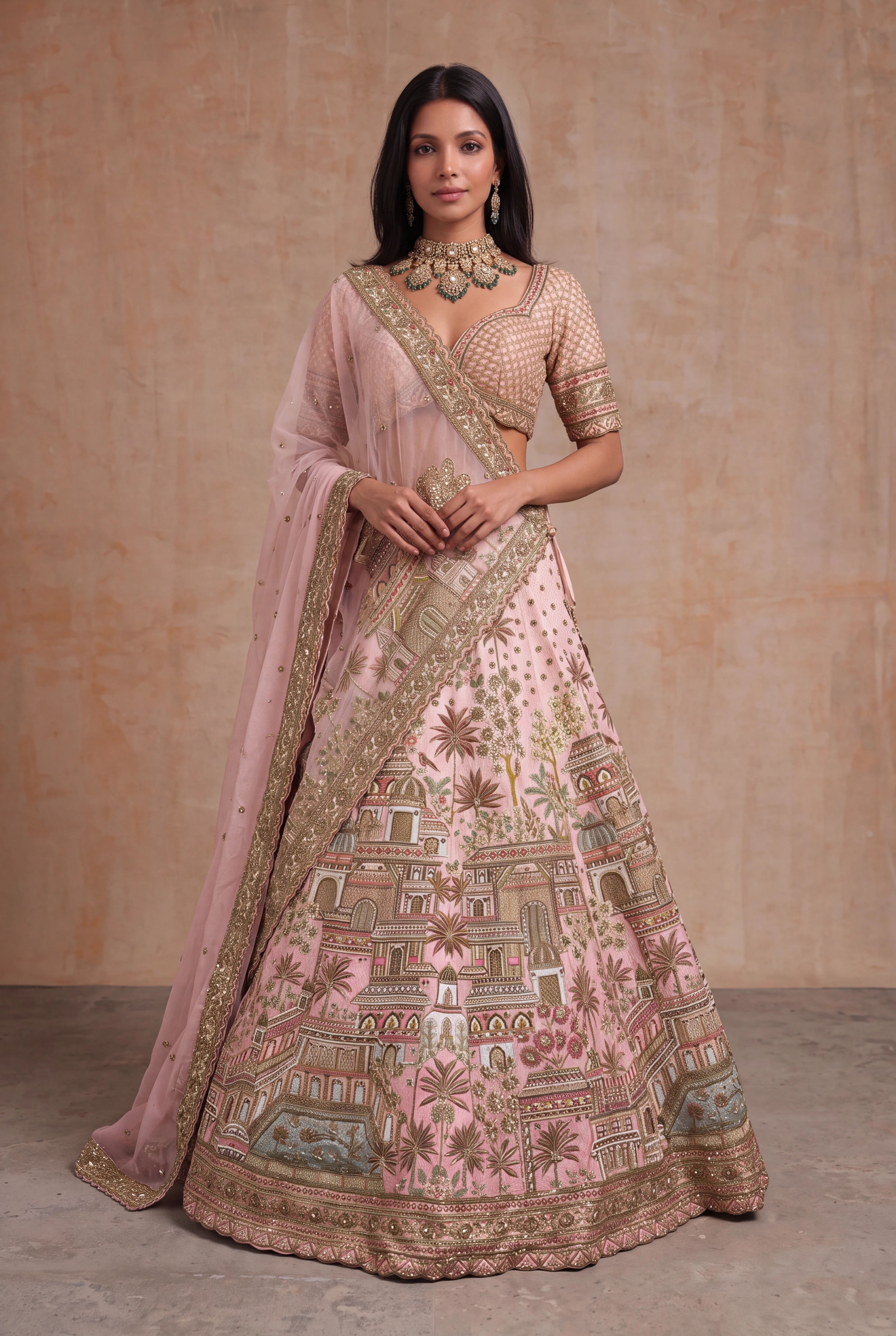 Blush Pink Raw Silk Lehenga