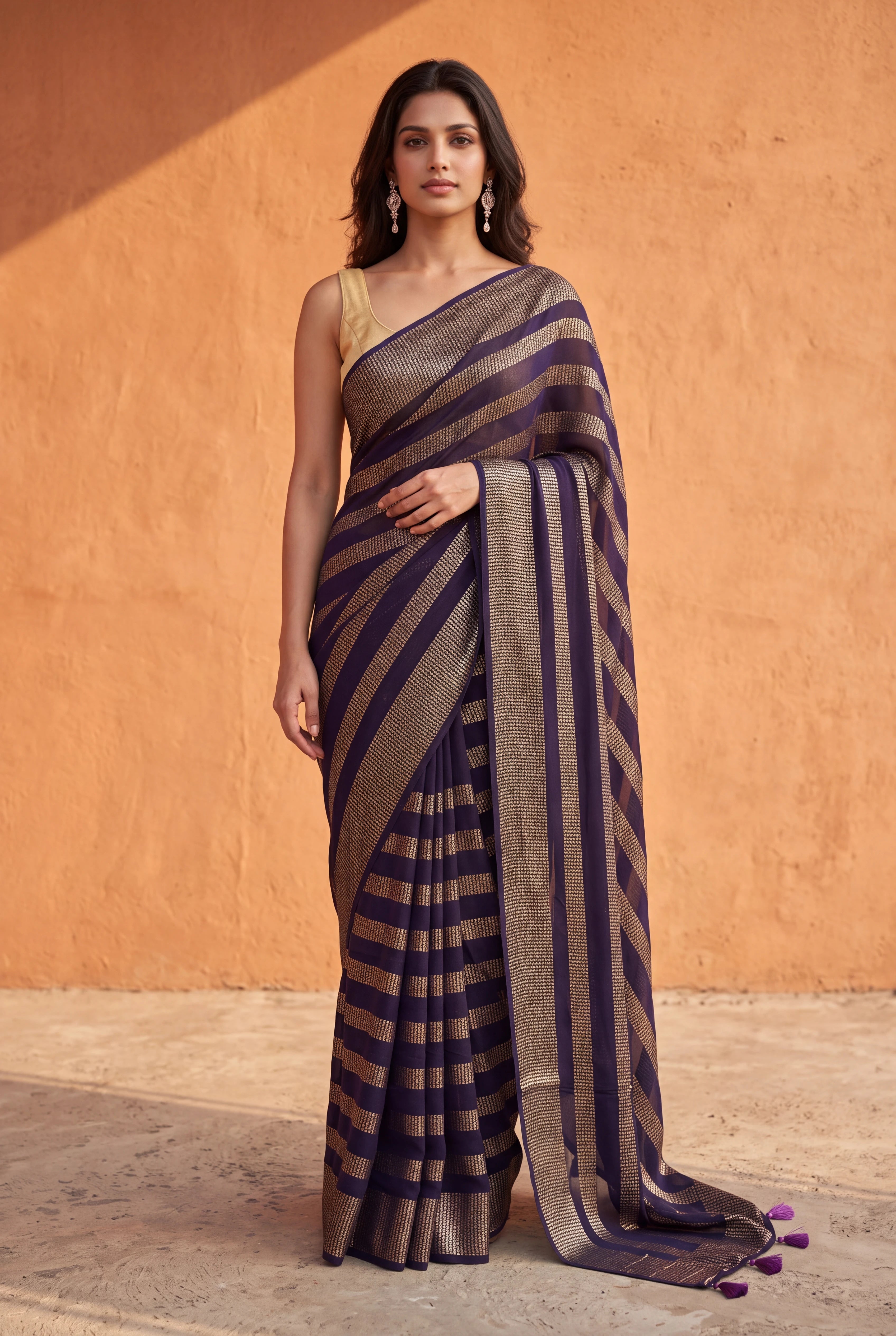 Purple Georgette Saree