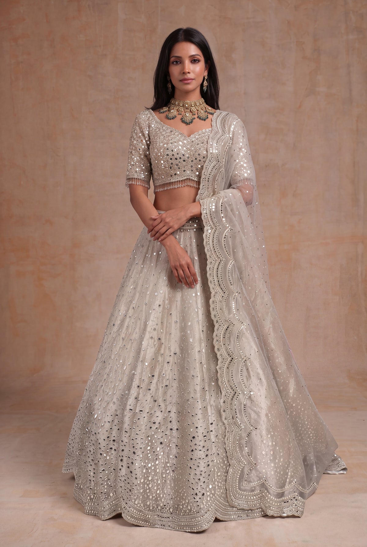 Rose Gold Tissue Lehenga