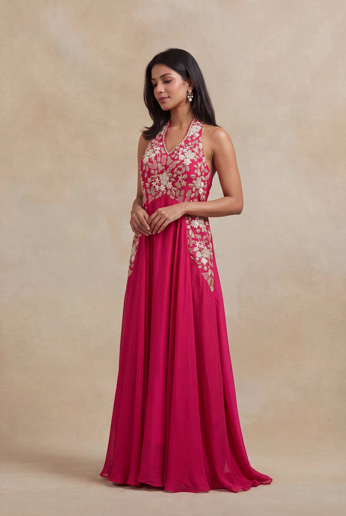 Pink Satin Silk Gown