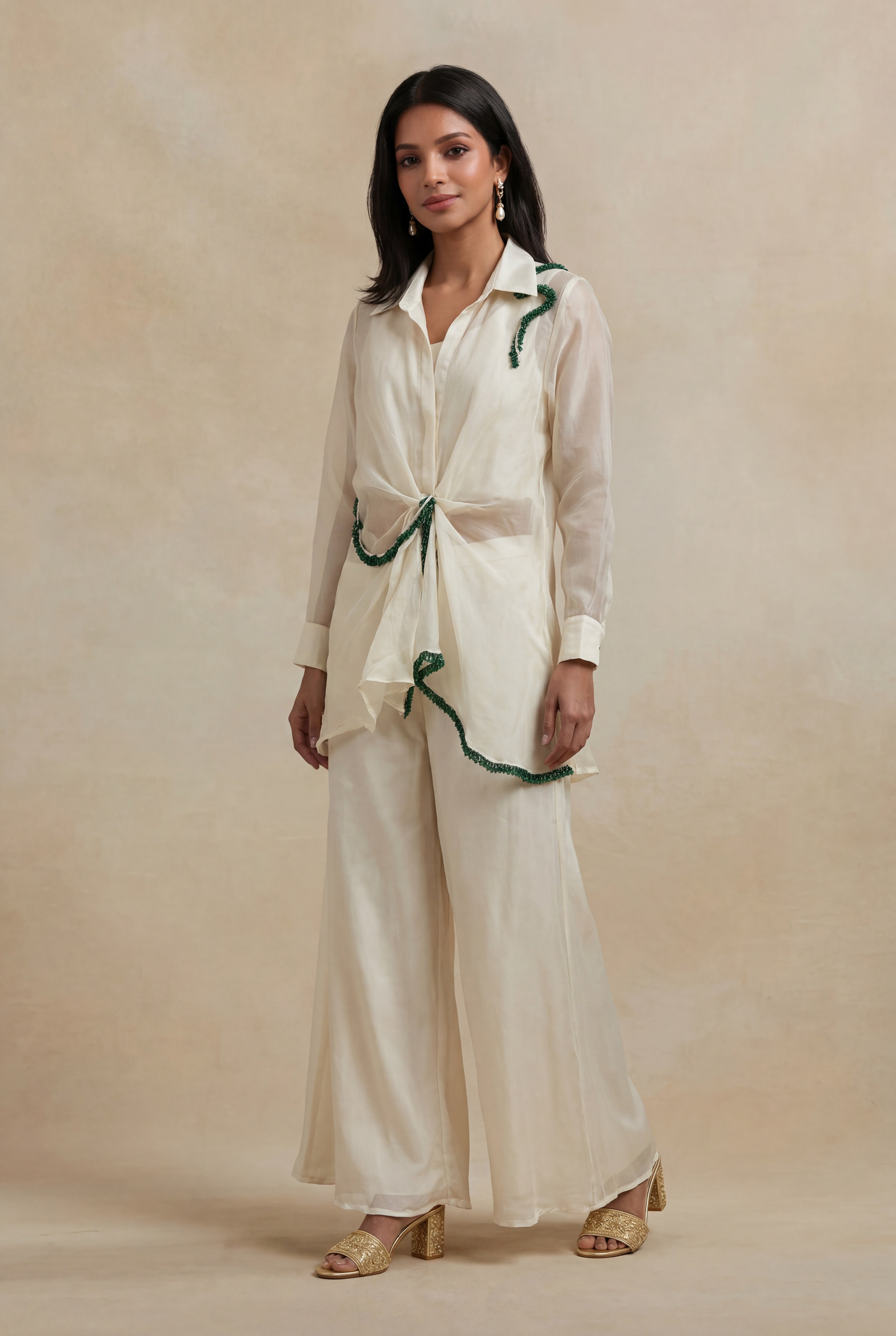 Ivory Organza Co-Ord Set