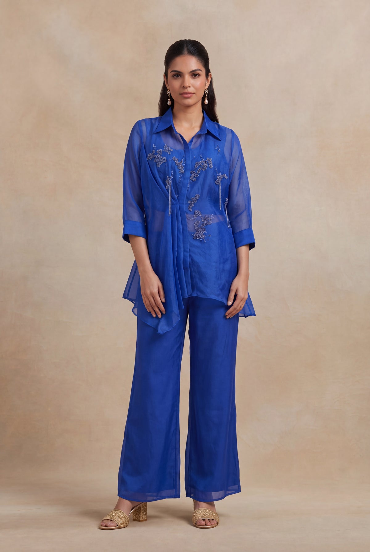 Royal Blue Organza Co-ord Set